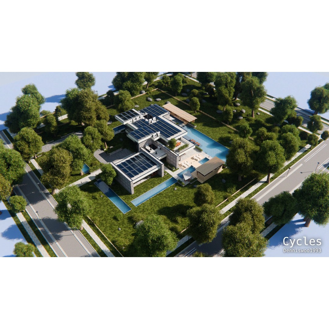 Modern Modular House 3D Model – Luxury Mansion for Blender - View 9