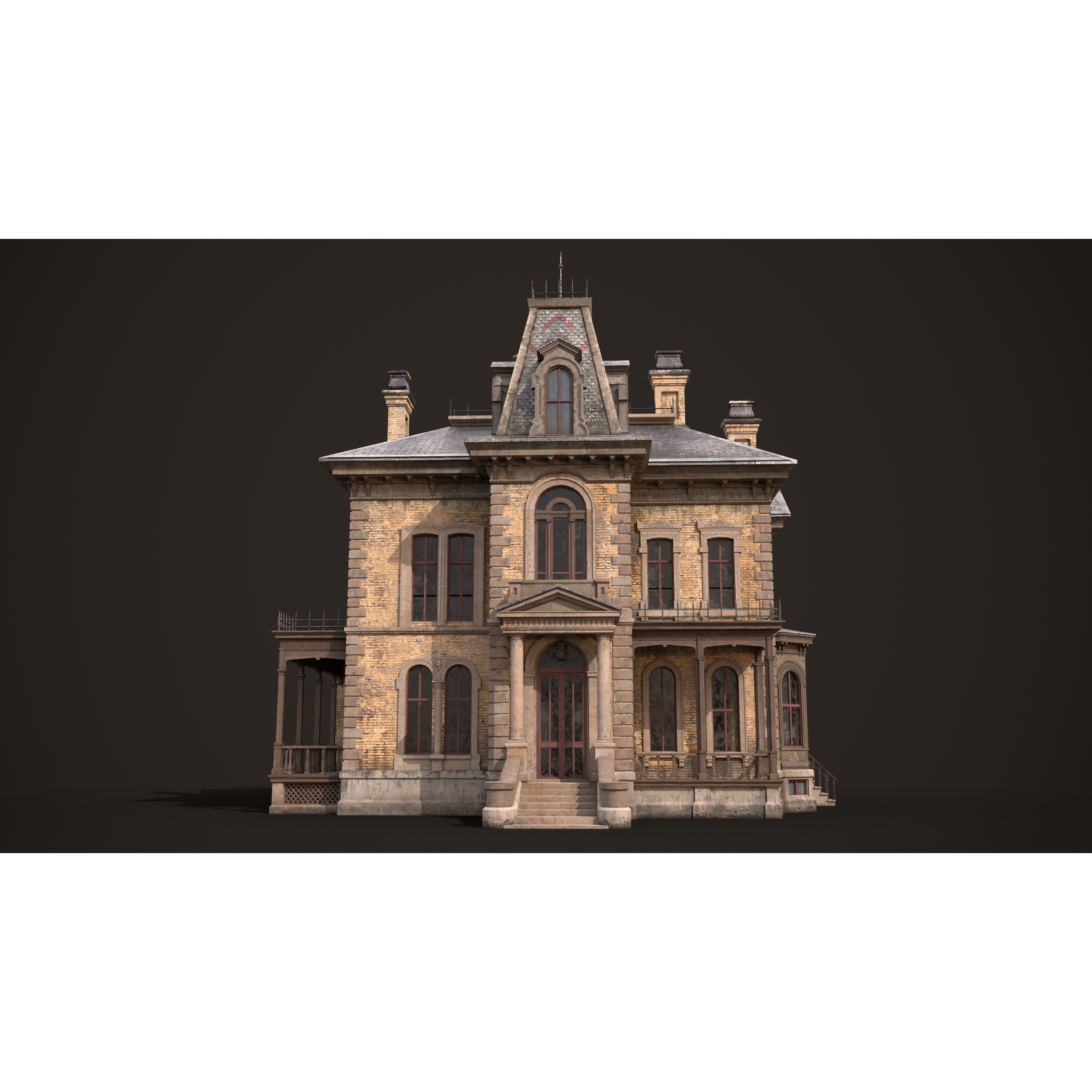 Abandoned Victorian House - Low-Poly Game-Ready 3D Model - View 10