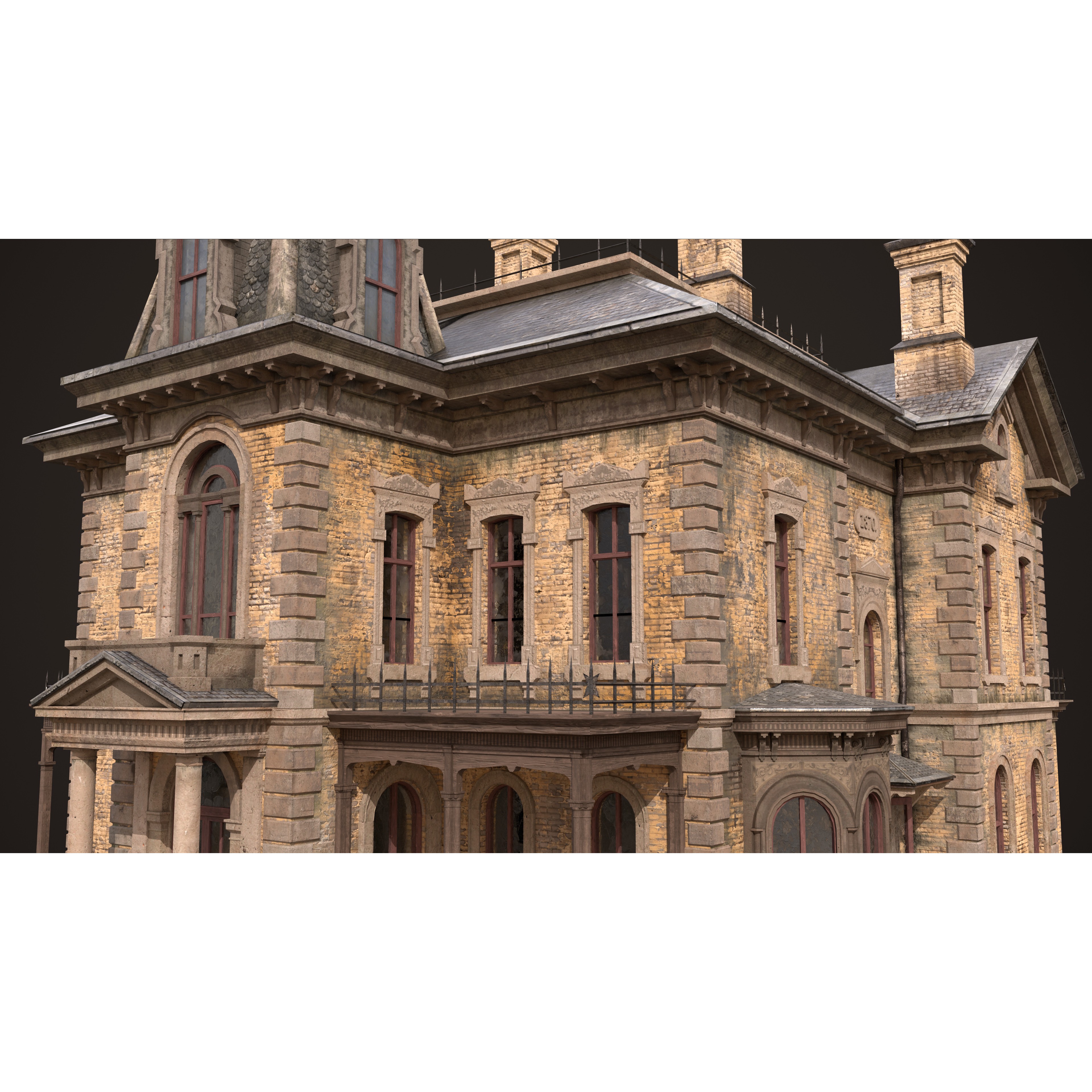 Abandoned Victorian House - Low-Poly Game-Ready 3D Model - View 12