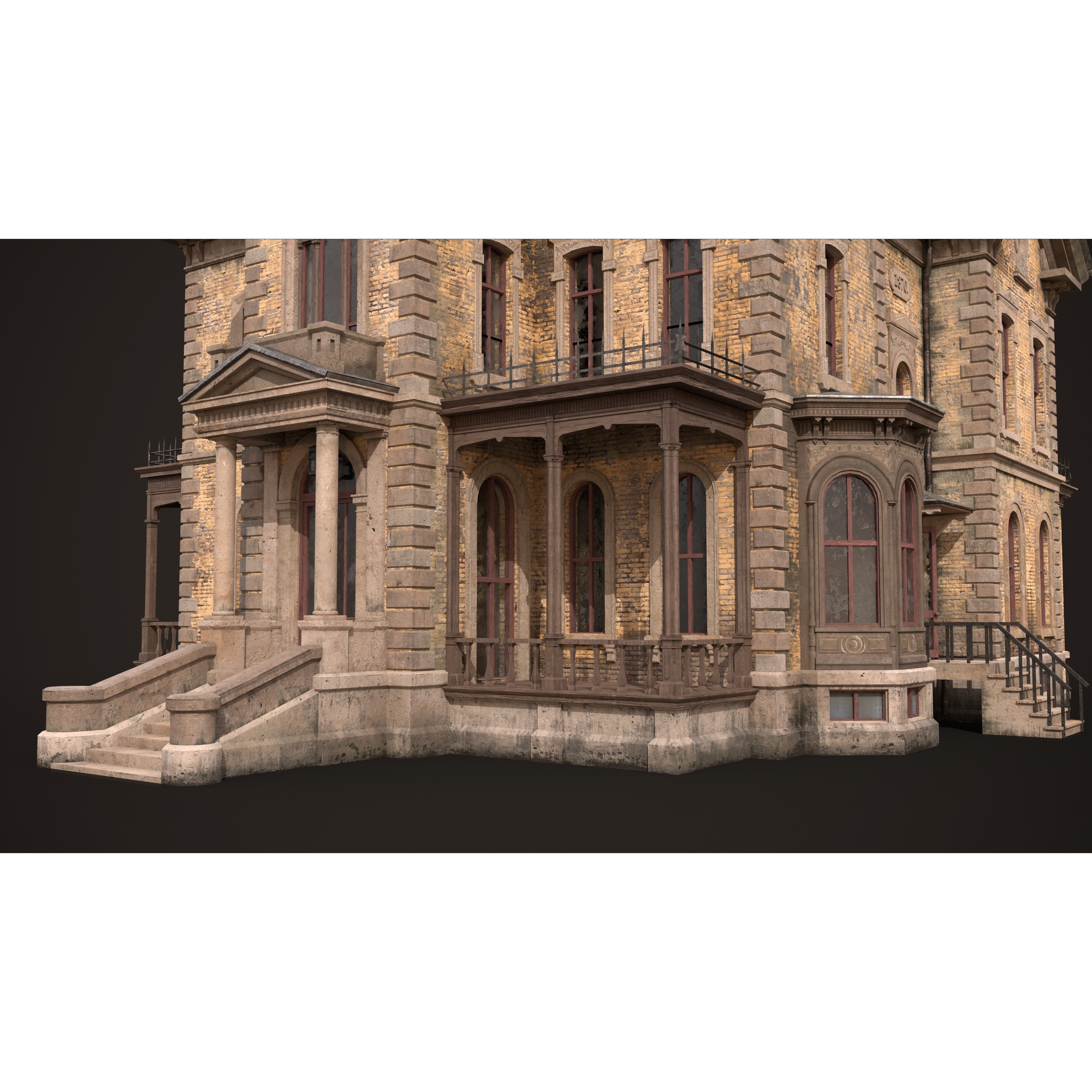 Abandoned Victorian House - Low-Poly Game-Ready 3D Model - View 13