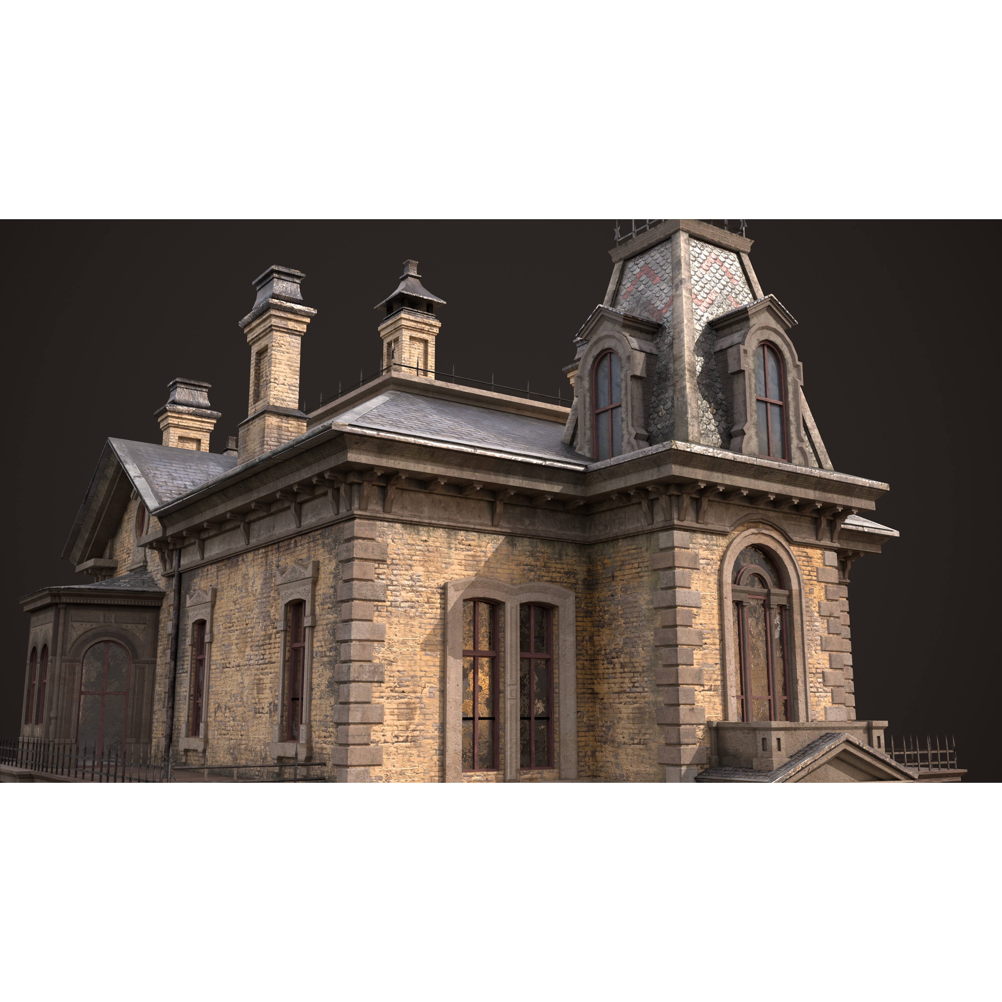 Abandoned Victorian House - Low-Poly Game-Ready 3D Model - View 19