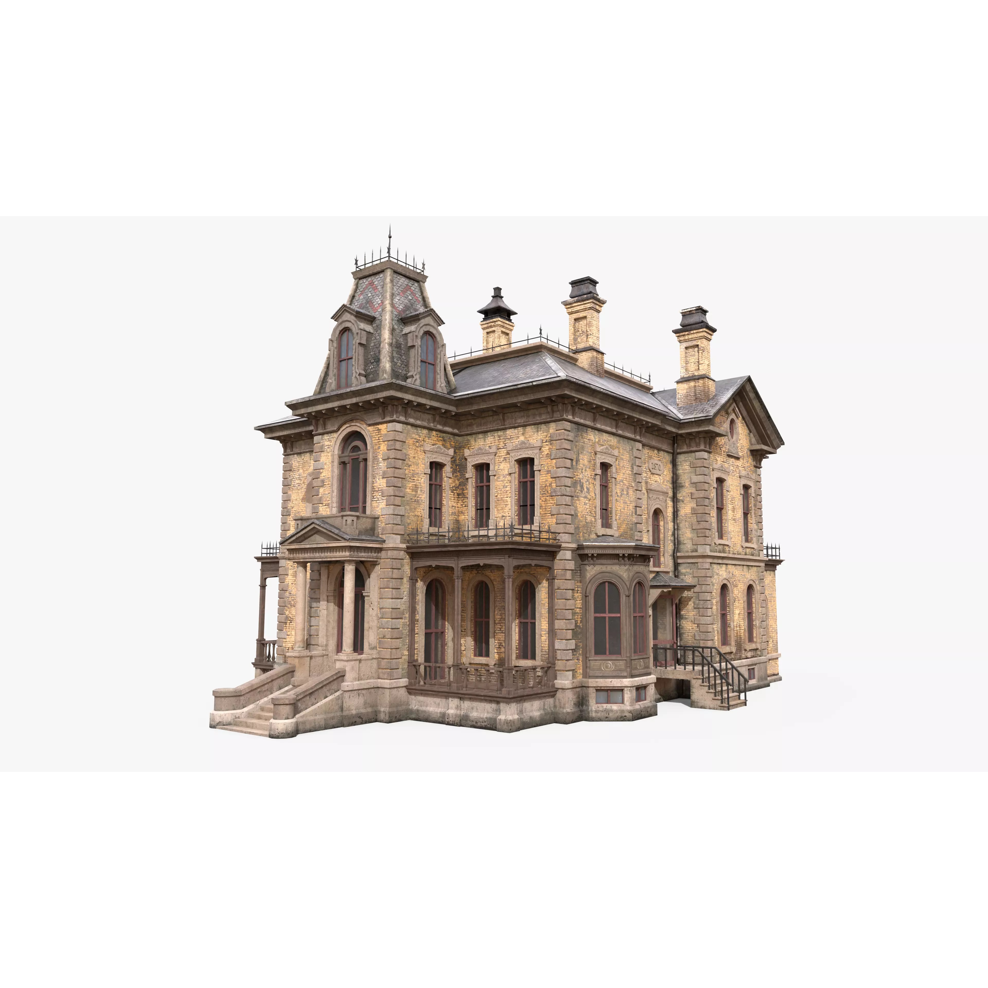 Abandoned Victorian House - Low-Poly Game-Ready 3D Model - View 2