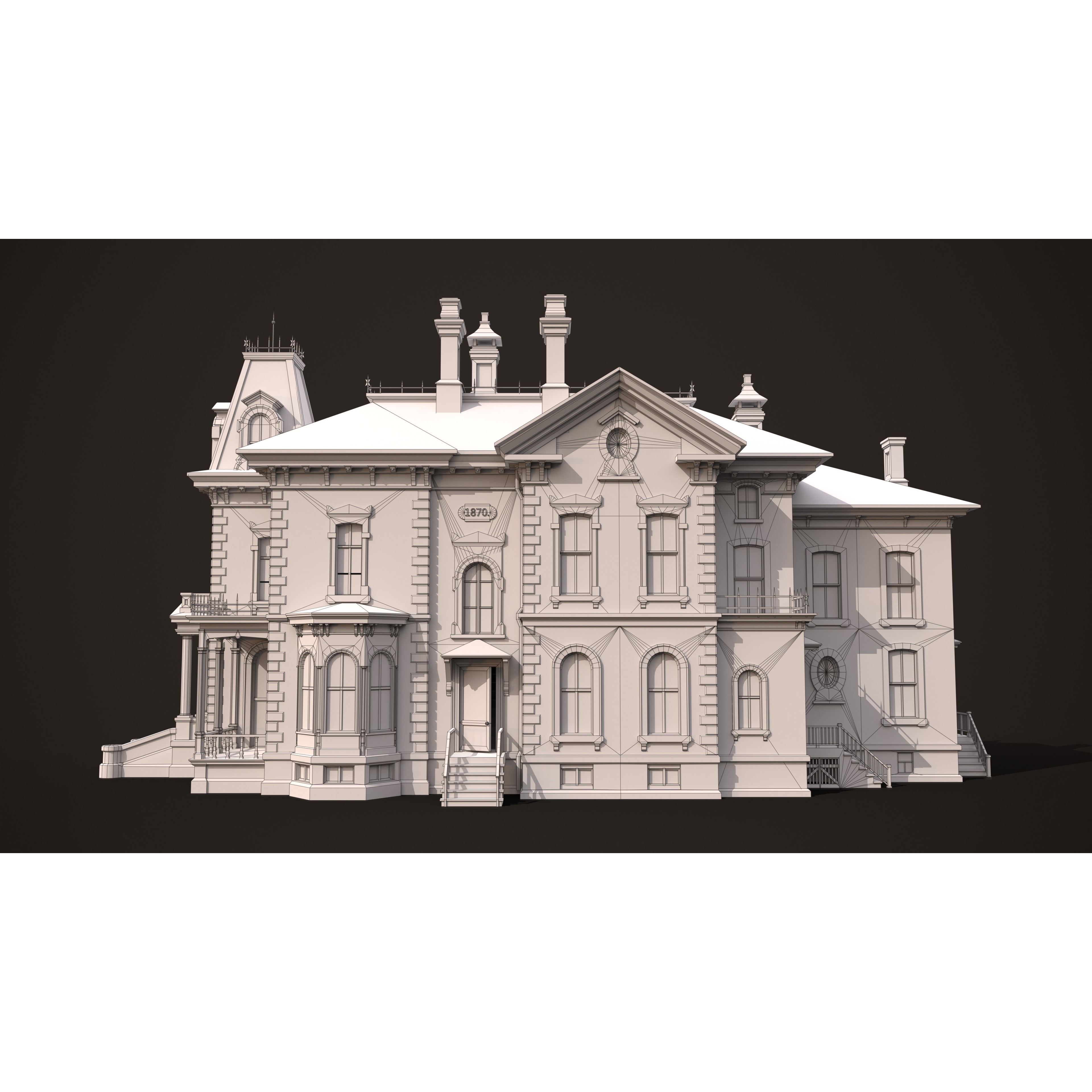 Abandoned Victorian House - Low-Poly Game-Ready 3D Model - View 23