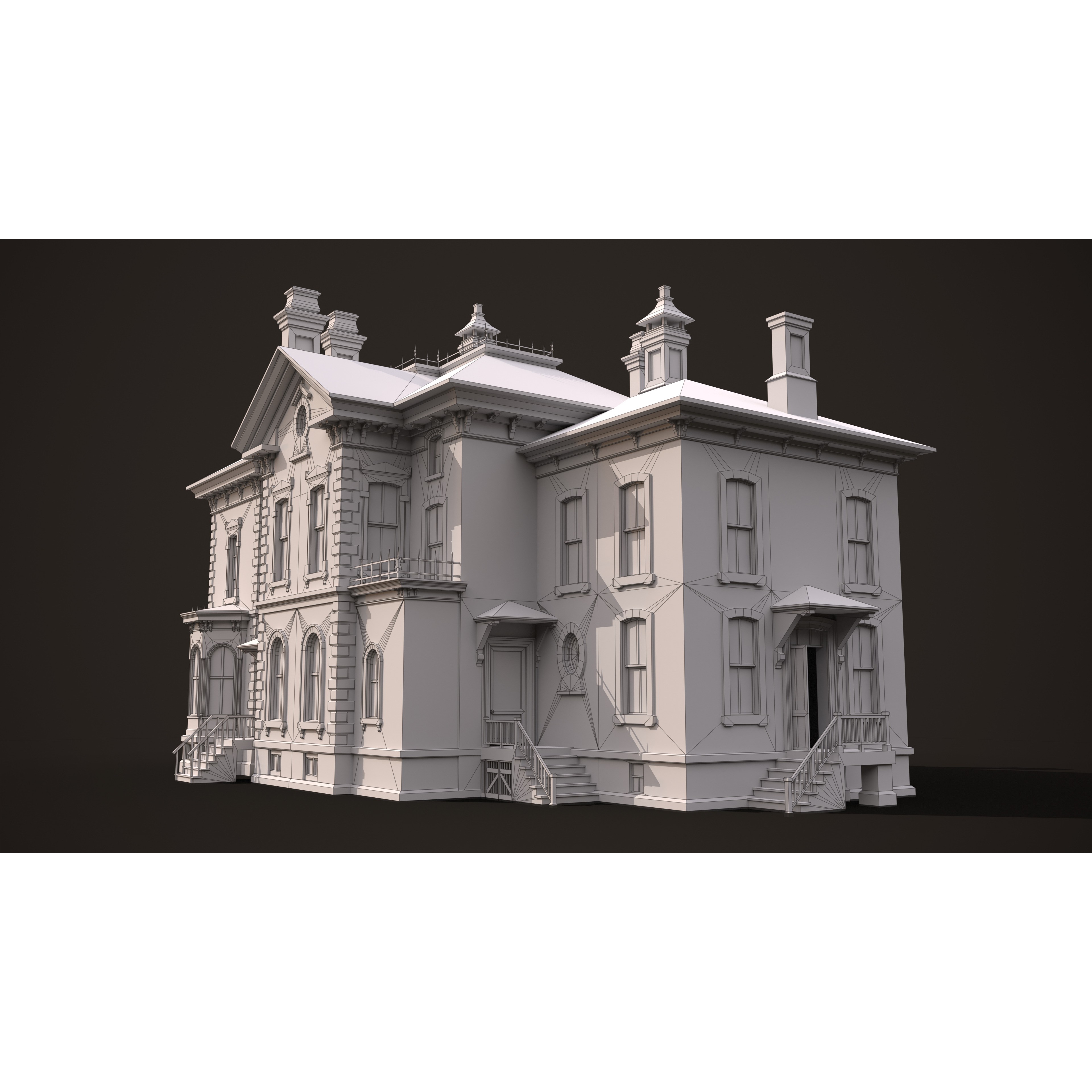 Abandoned Victorian House - Low-Poly Game-Ready 3D Model - View 24