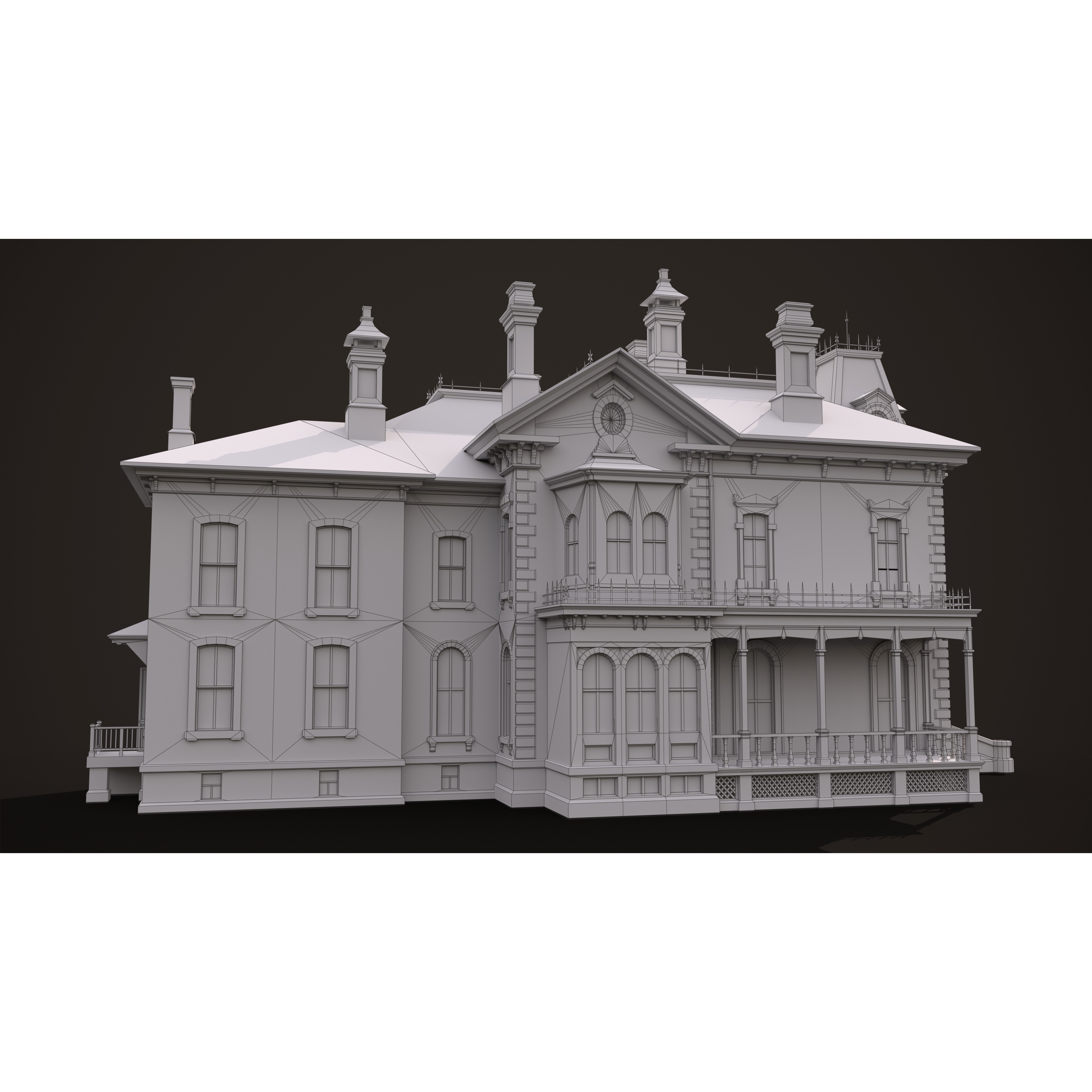 Abandoned Victorian House - Low-Poly Game-Ready 3D Model - View 25