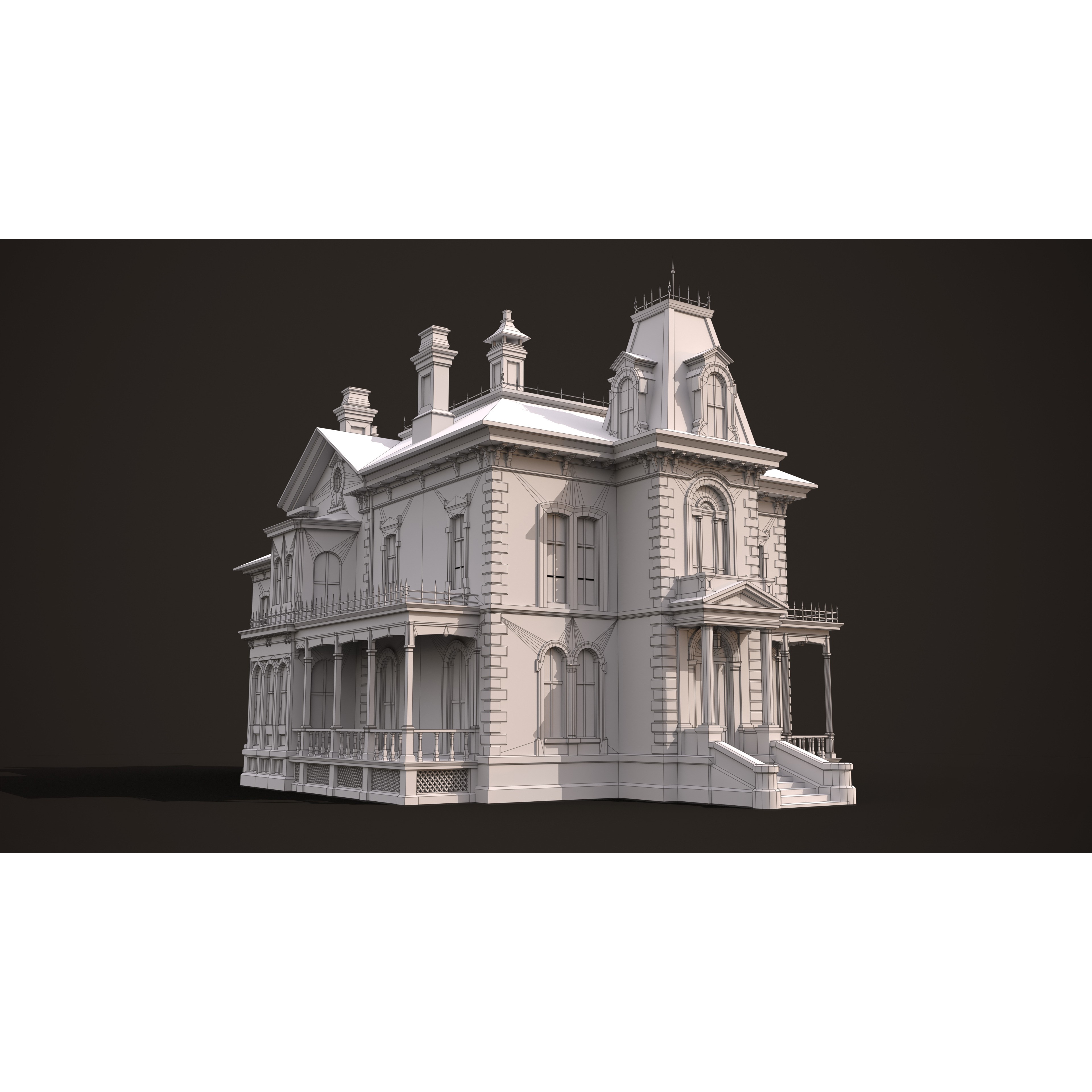 Abandoned Victorian House - Low-Poly Game-Ready 3D Model - View 26