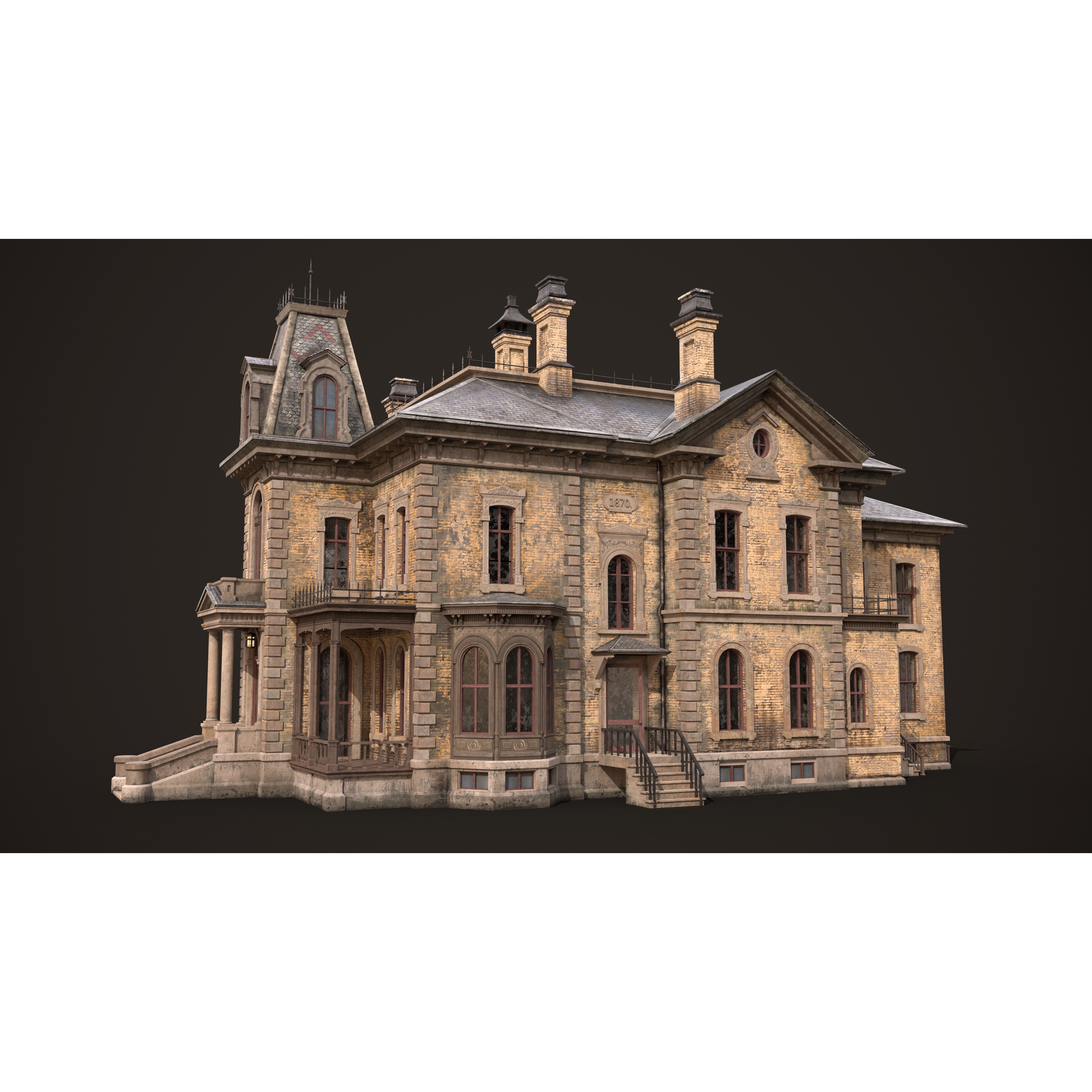 Abandoned Victorian House - Low-Poly Game-Ready 3D Model - View 4
