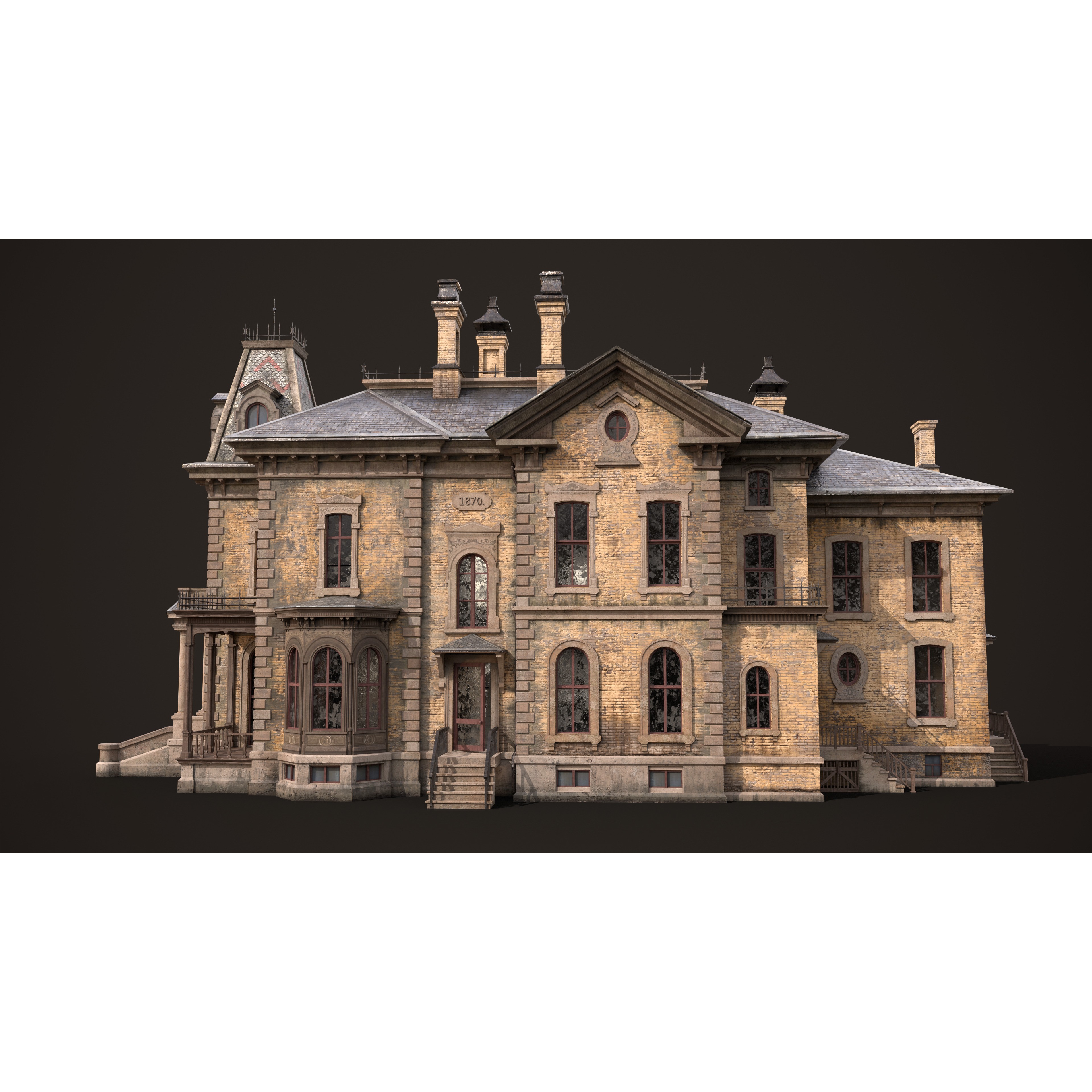 Abandoned Victorian House - Low-Poly Game-Ready 3D Model - View 5