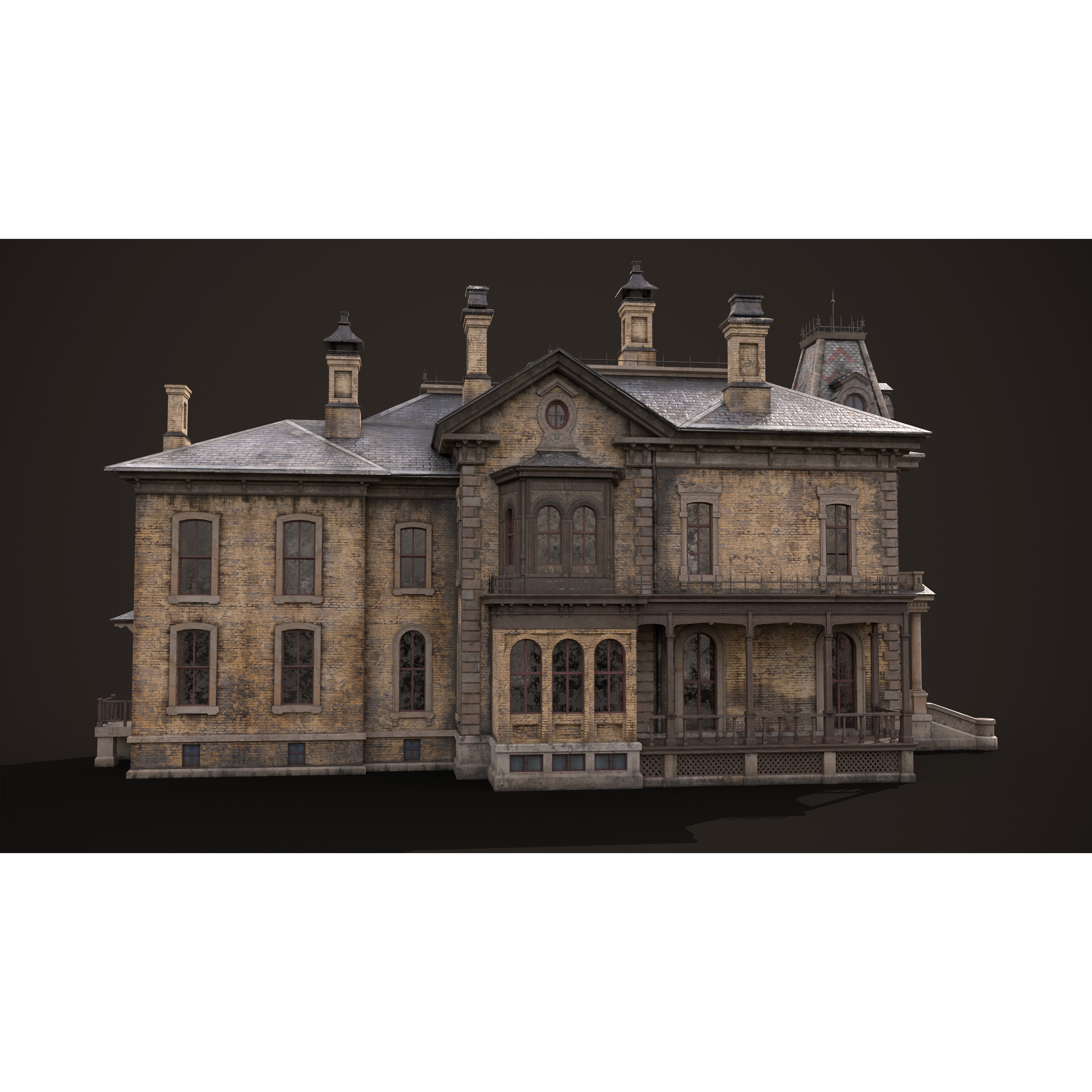 Abandoned Victorian House - Low-Poly Game-Ready 3D Model - View 8