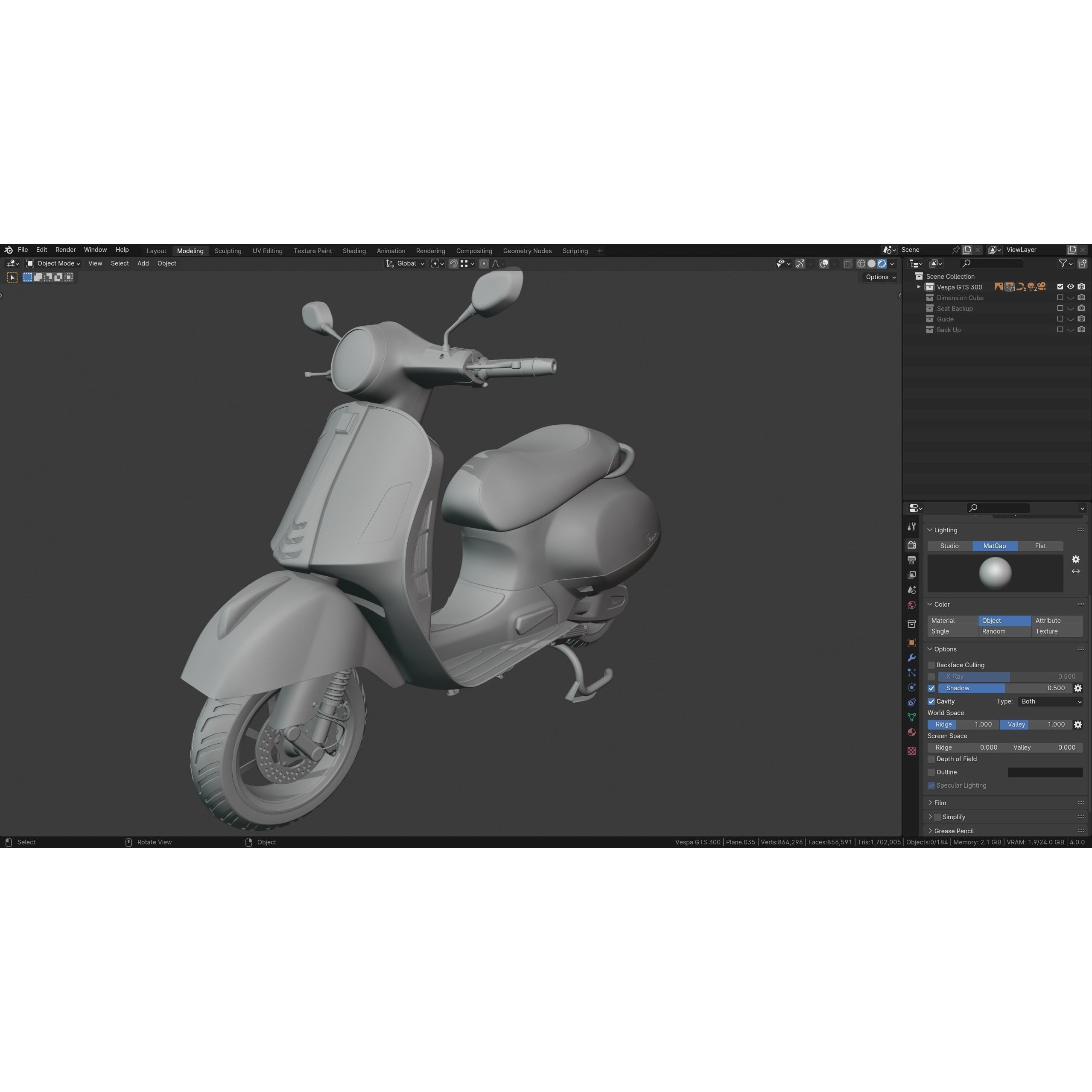 Vespa GTS 300 - Ultra Realistic 3D Model - View 10