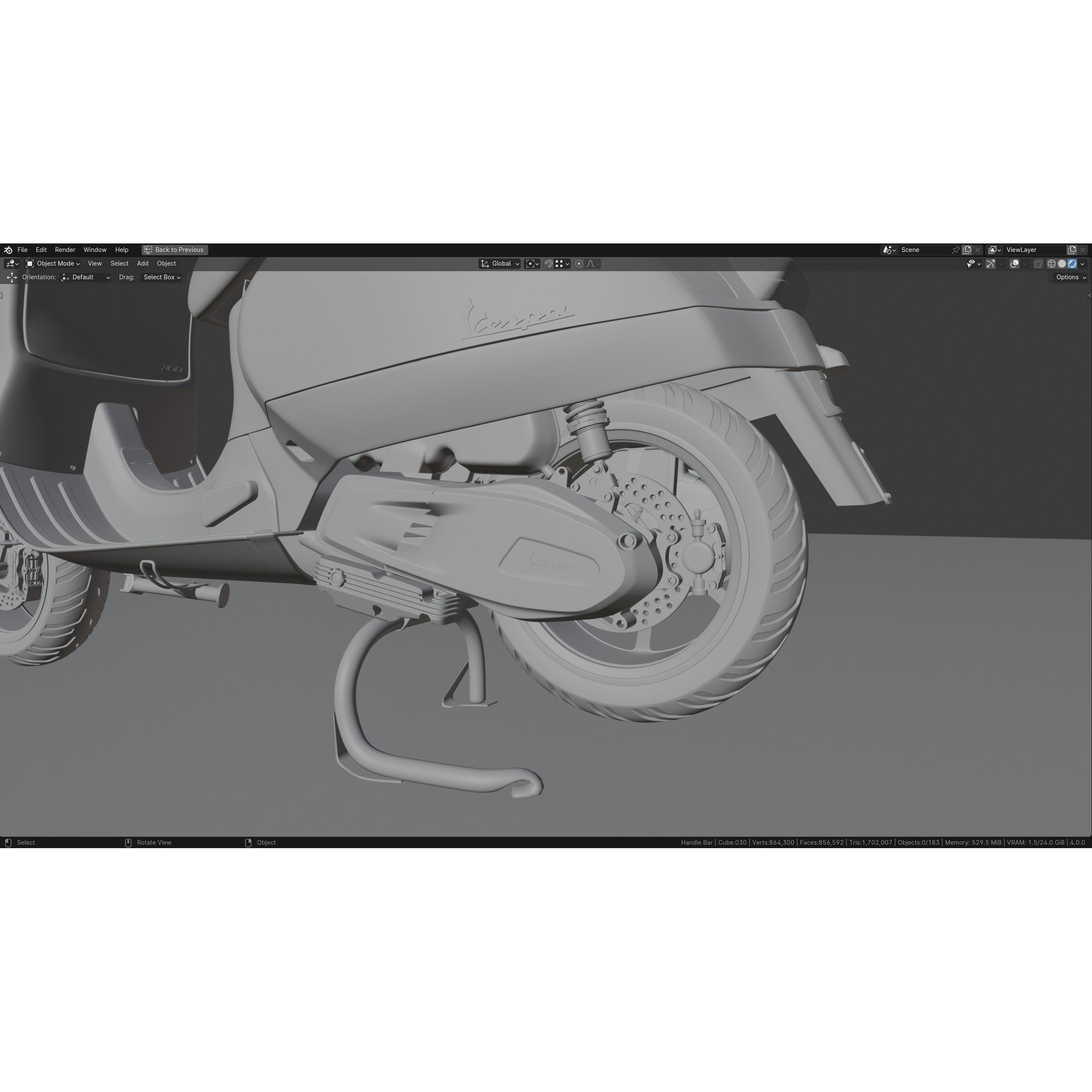 Vespa GTS 300 - Ultra Realistic 3D Model - View 12