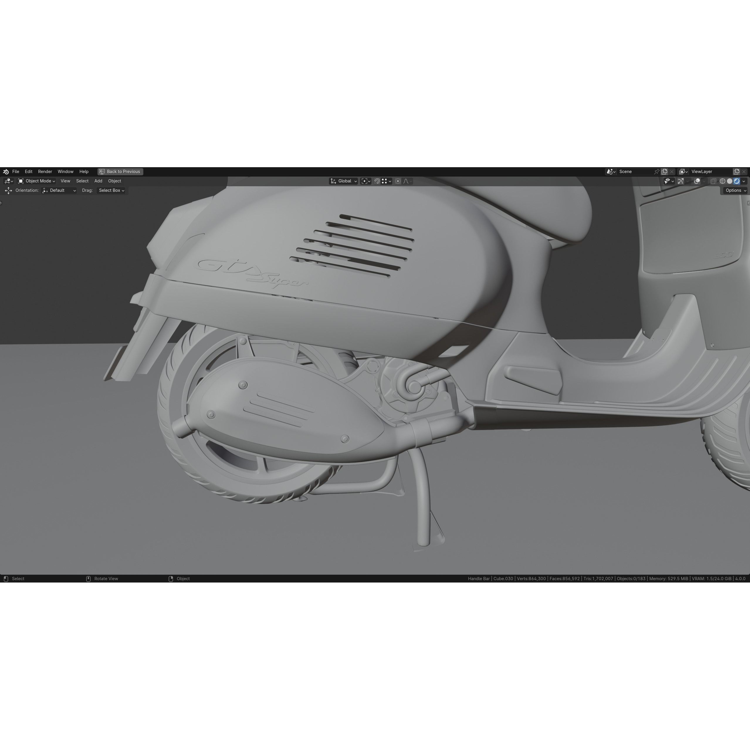 Vespa GTS 300 - Ultra Realistic 3D Model - View 13