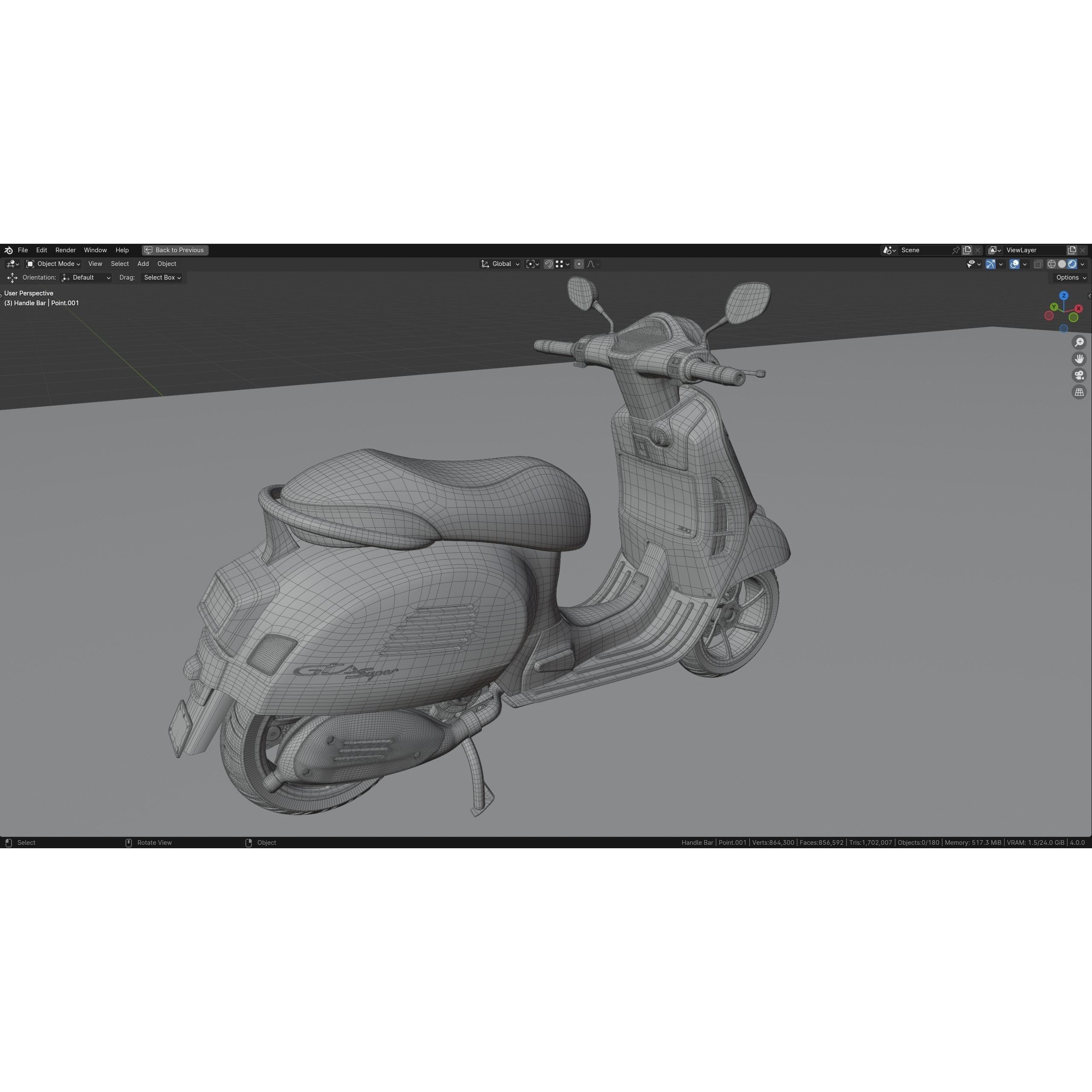Vespa GTS 300 - Ultra Realistic 3D Model - View 15