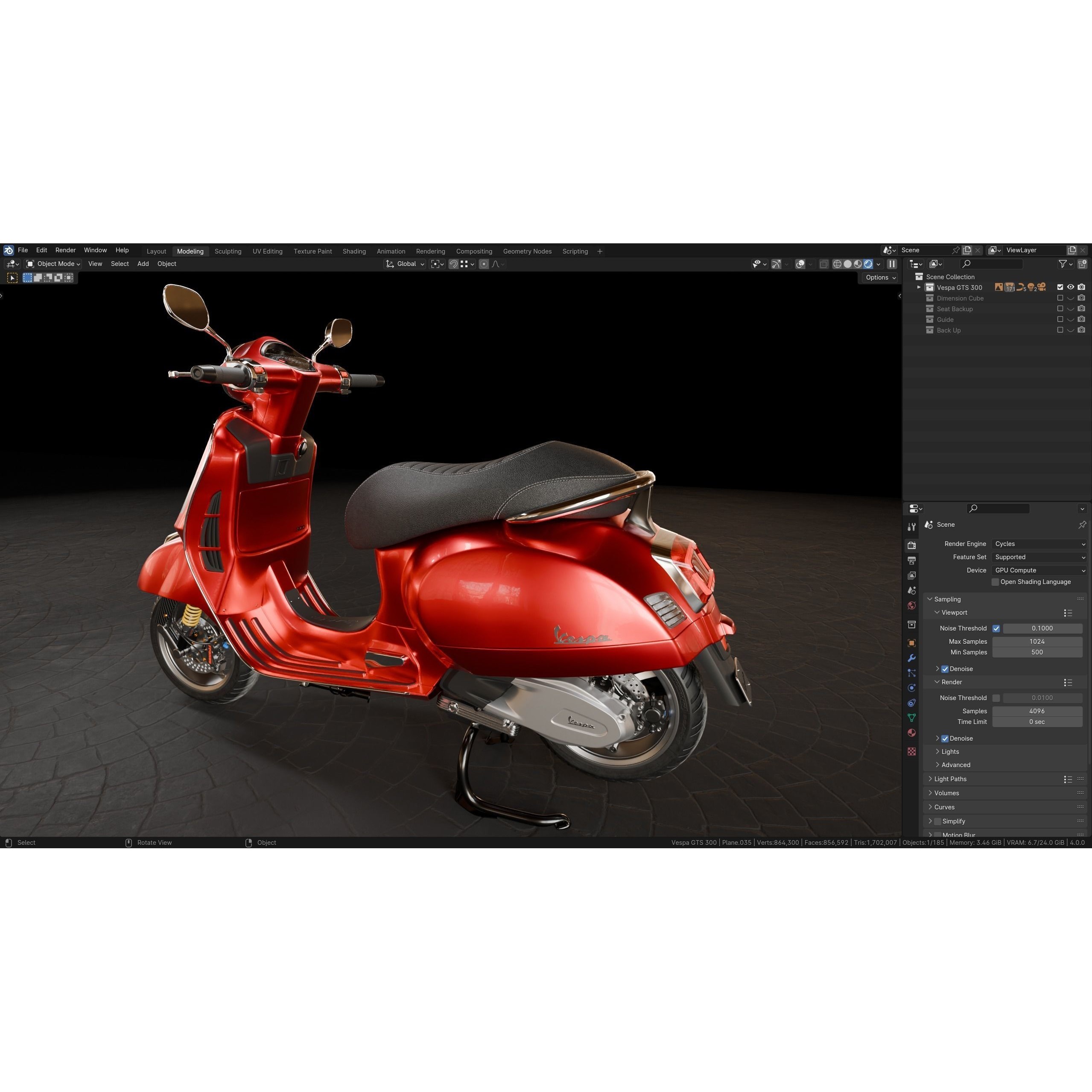 Vespa GTS 300 - Ultra Realistic 3D Model - View 6