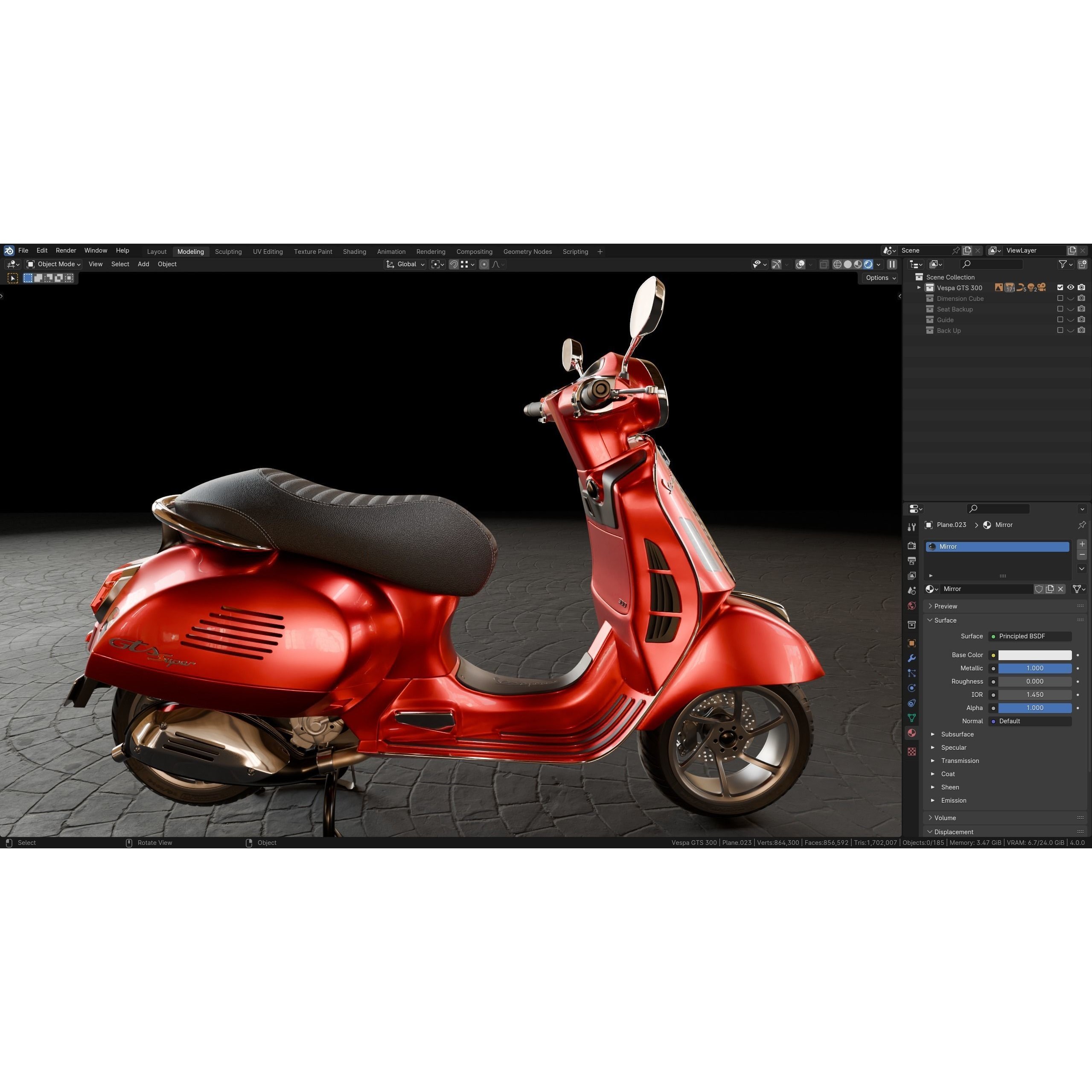 Vespa GTS 300 - Ultra Realistic 3D Model - View 8