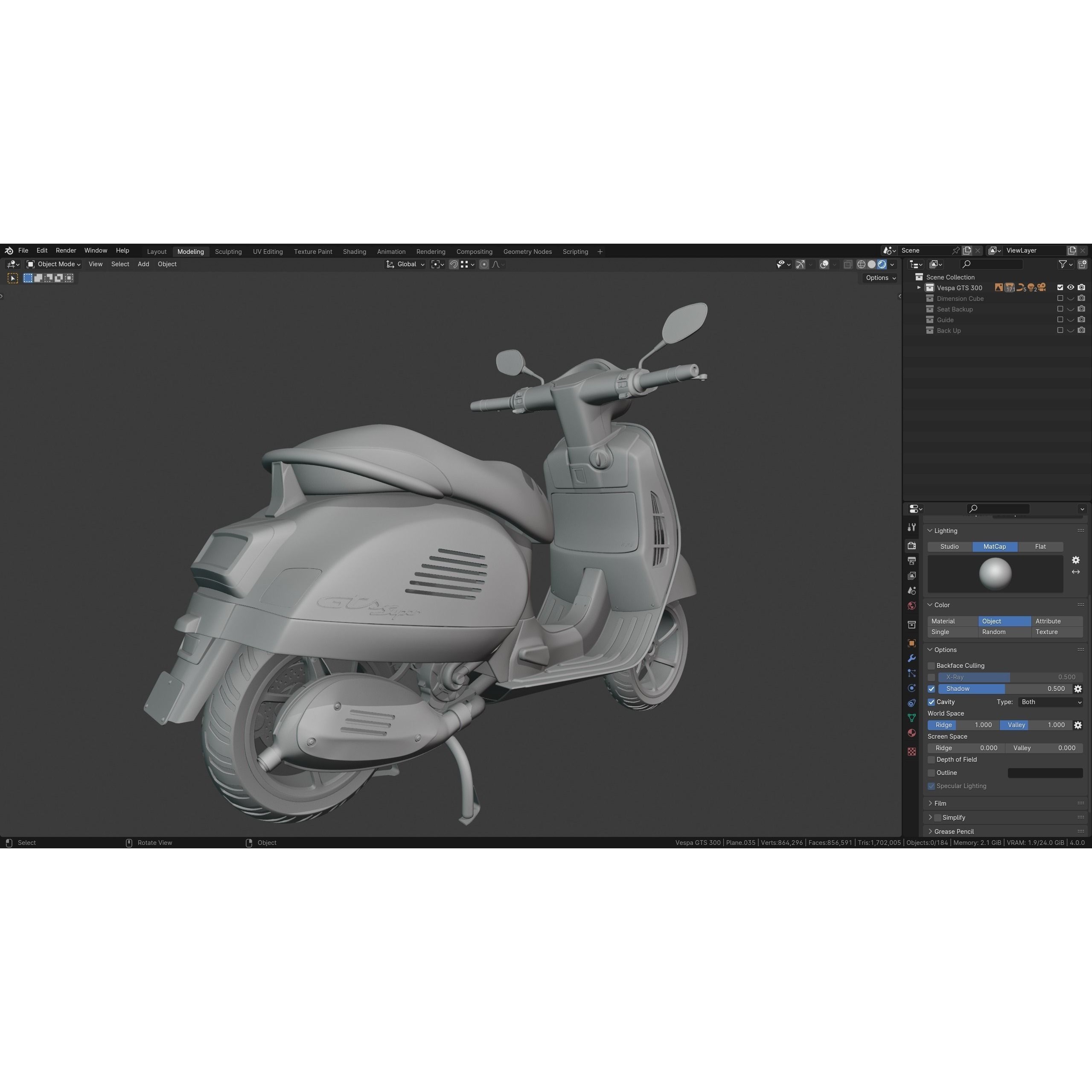 Vespa GTS 300 - Ultra Realistic 3D Model - View 9