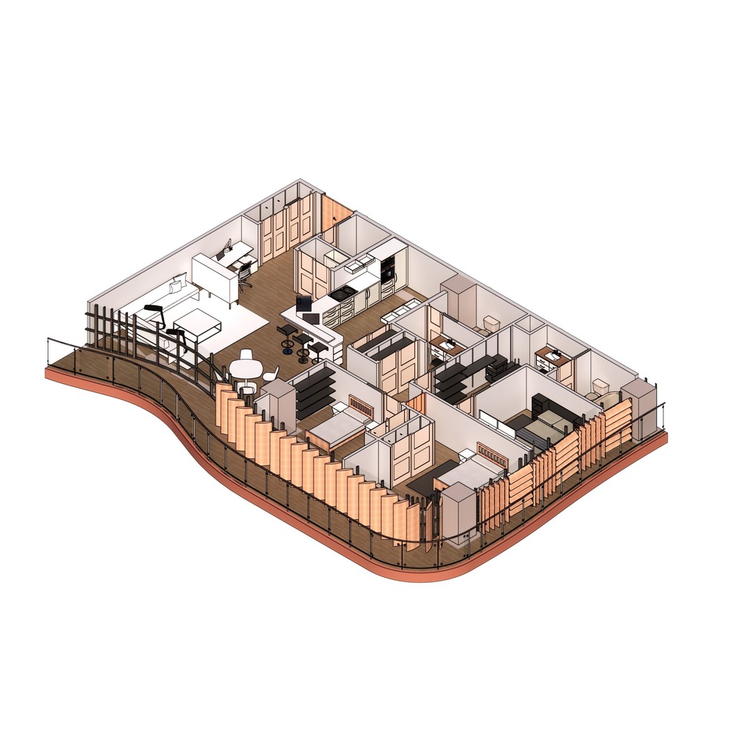 Modern Mixed-Use Residential Building 3D Model – Detailed Revit Architecture