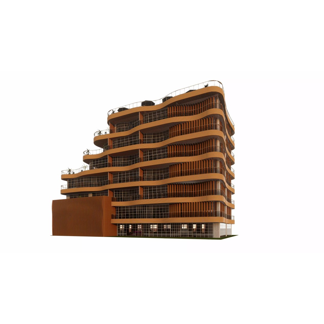 Modern Mixed-Use Residential Building 3D Model – Detailed Revit Architecture - View 2