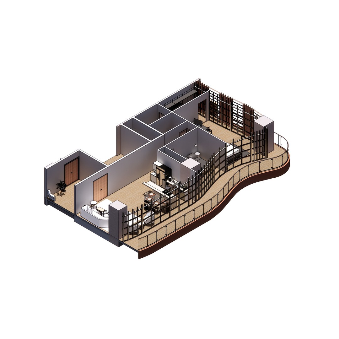 Modern Mixed-Use Residential Building 3D Model – Detailed Revit Architecture - View 20