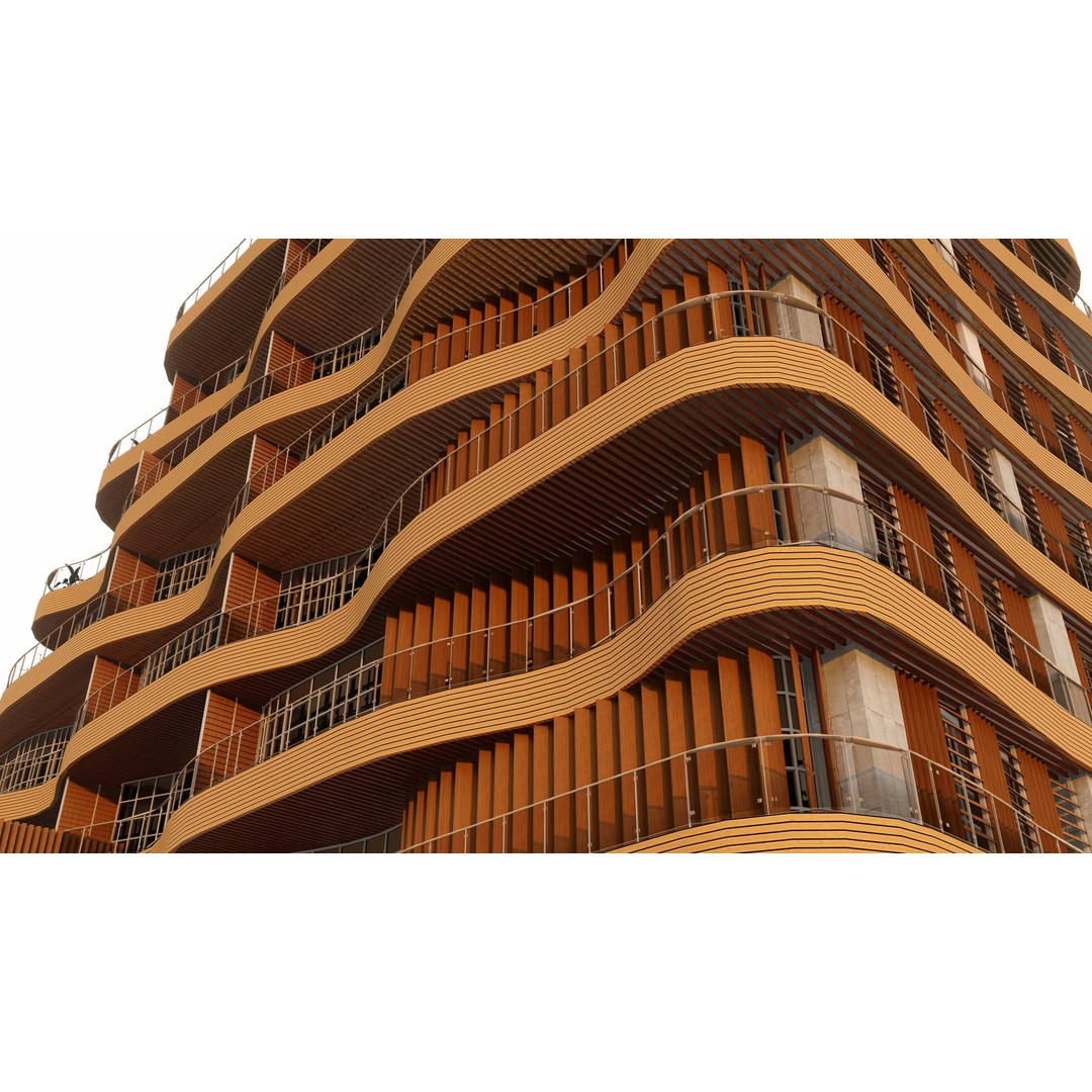 Modern Mixed-Use Residential Building 3D Model – Detailed Revit Architecture - View 3