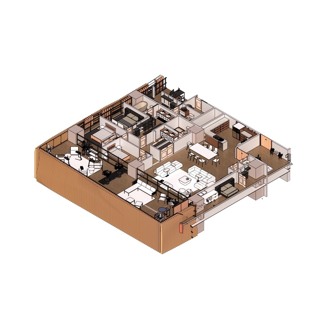 Modern Mixed-Use Residential Building 3D Model – Detailed Revit Architecture - View 30