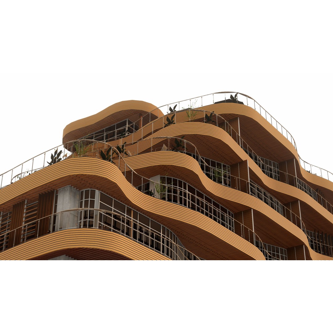 Modern Mixed-Use Residential Building 3D Model – Detailed Revit Architecture - View 4