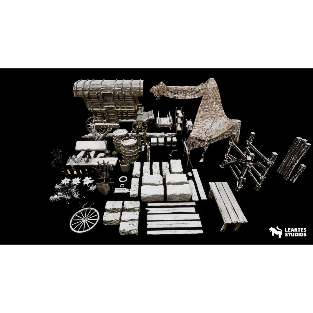 Siege of Ponthus Environment 3D Model – Low Poly Game Asset, FBX