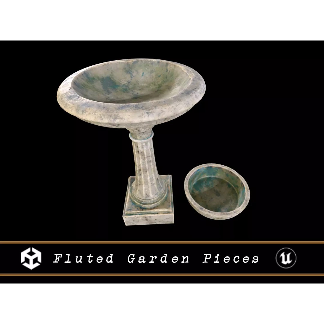 Fluted Garden Pieces 3D Model – Low-Poly PBR Asset, FBX & OBJ - View 2