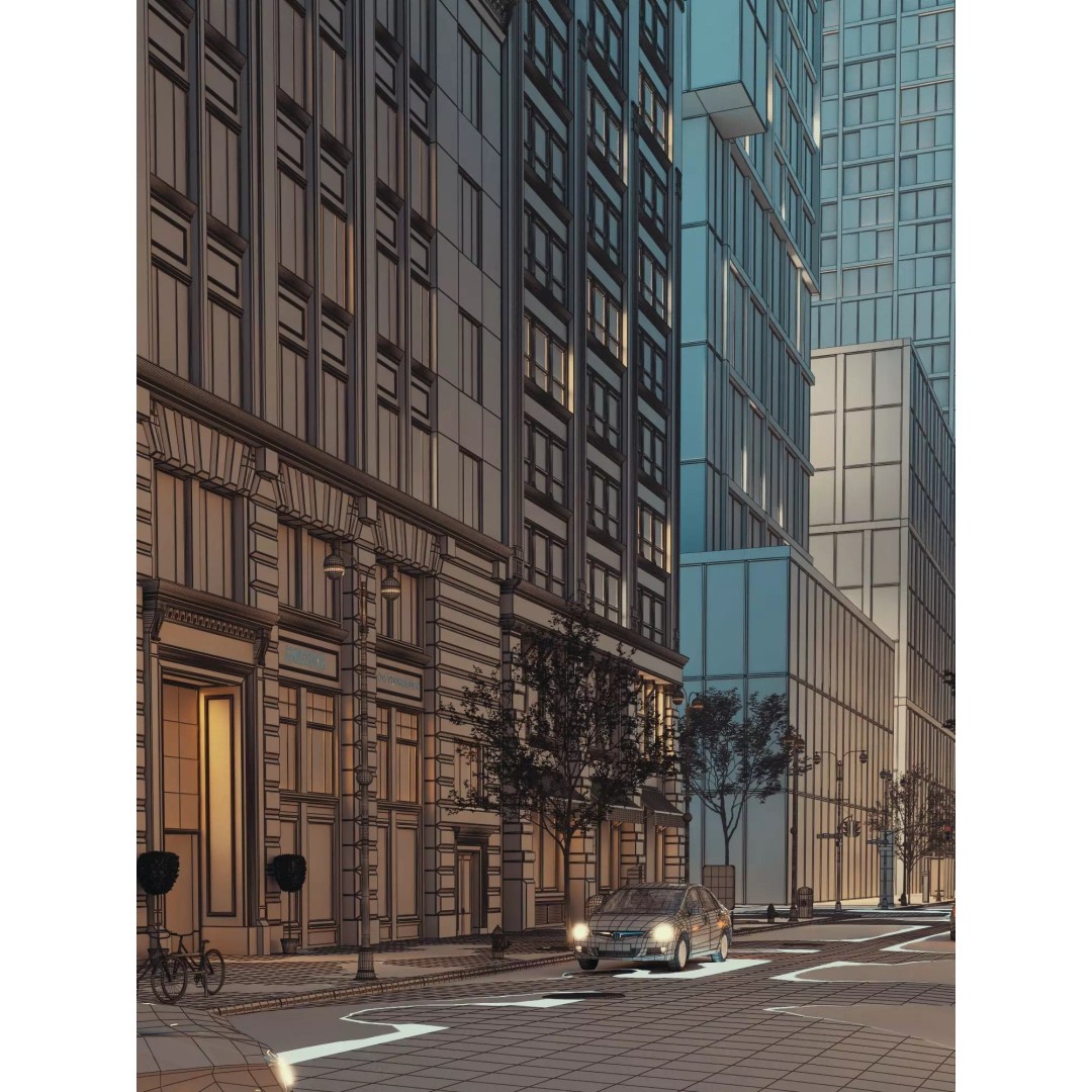 City Street Scene 3D Model – Low Poly Game Ready Urban Environment, FBX - View 13