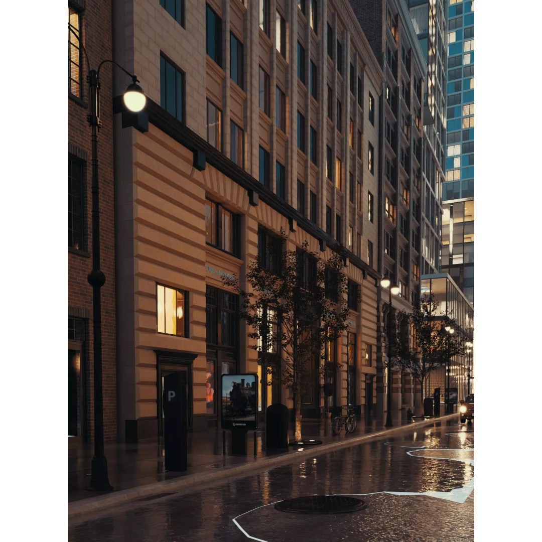 City Street Scene 3D Model – Low Poly Game Ready Urban Environment, FBX - View 3