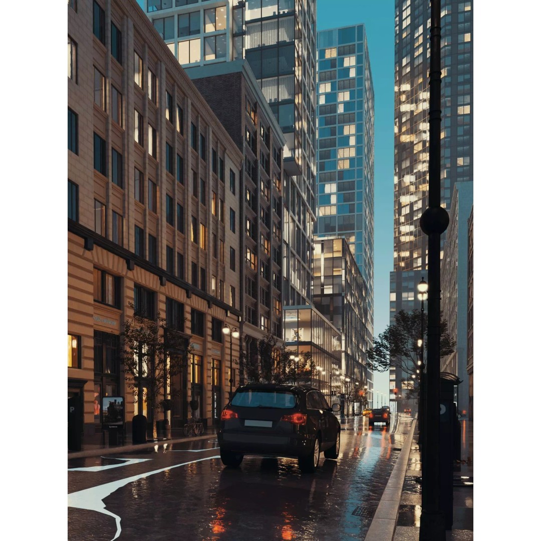 City Street Scene 3D Model – Low Poly Game Ready Urban Environment, FBX - View 4