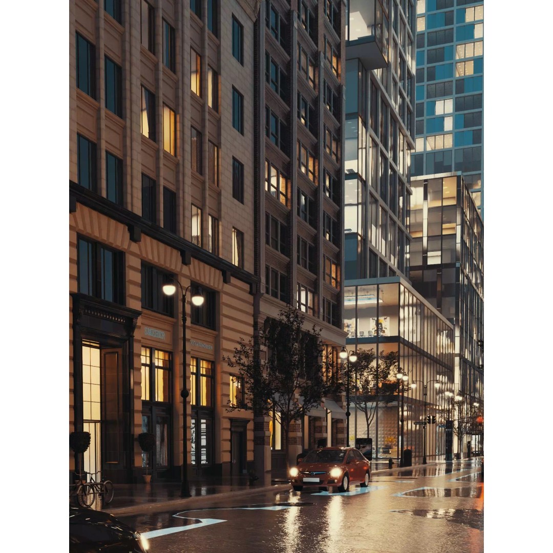 City Street Scene 3D Model – Low Poly Game Ready Urban Environment, FBX - View 5