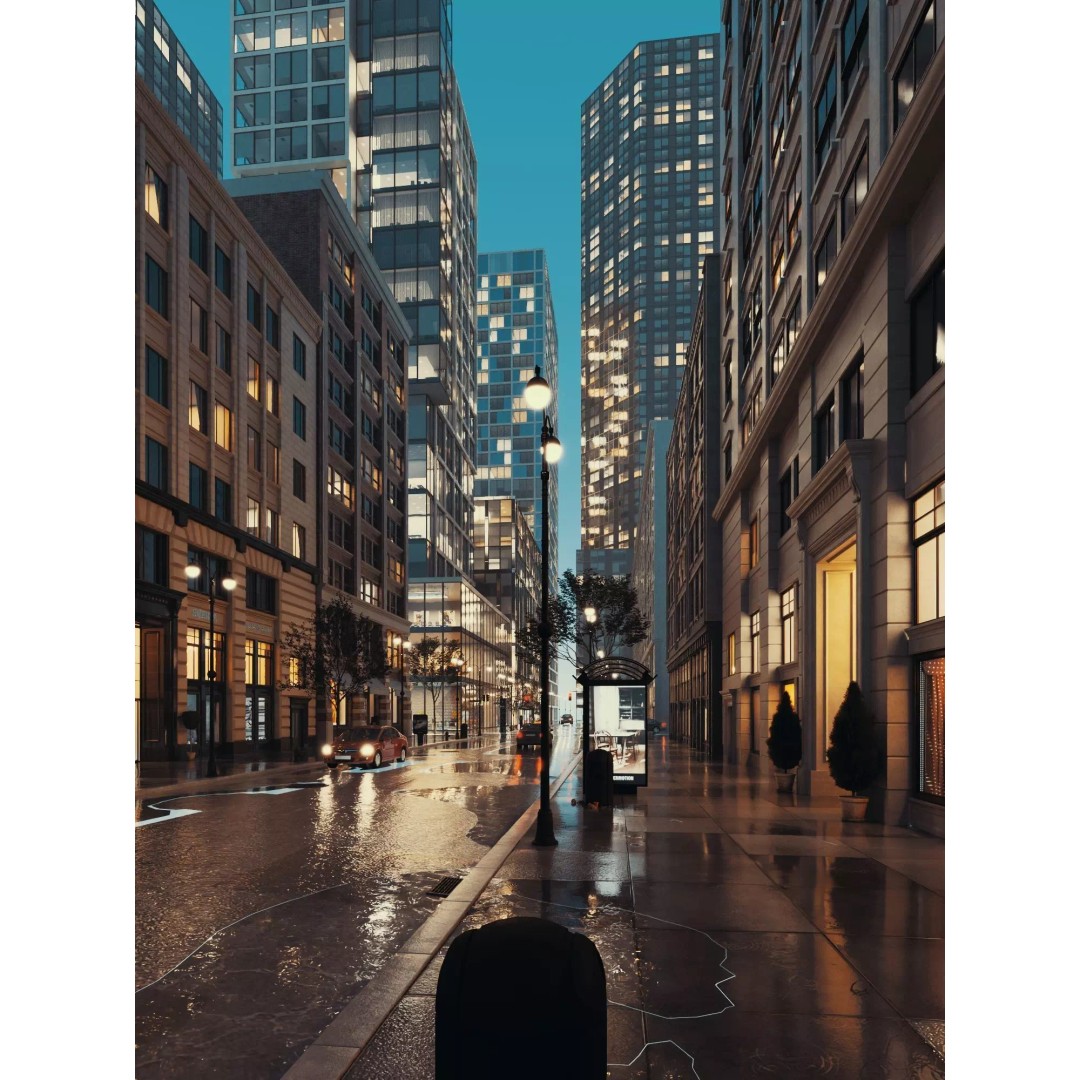 City Street Scene 3D Model – Low Poly Game Ready Urban Environment, FBX - View 6