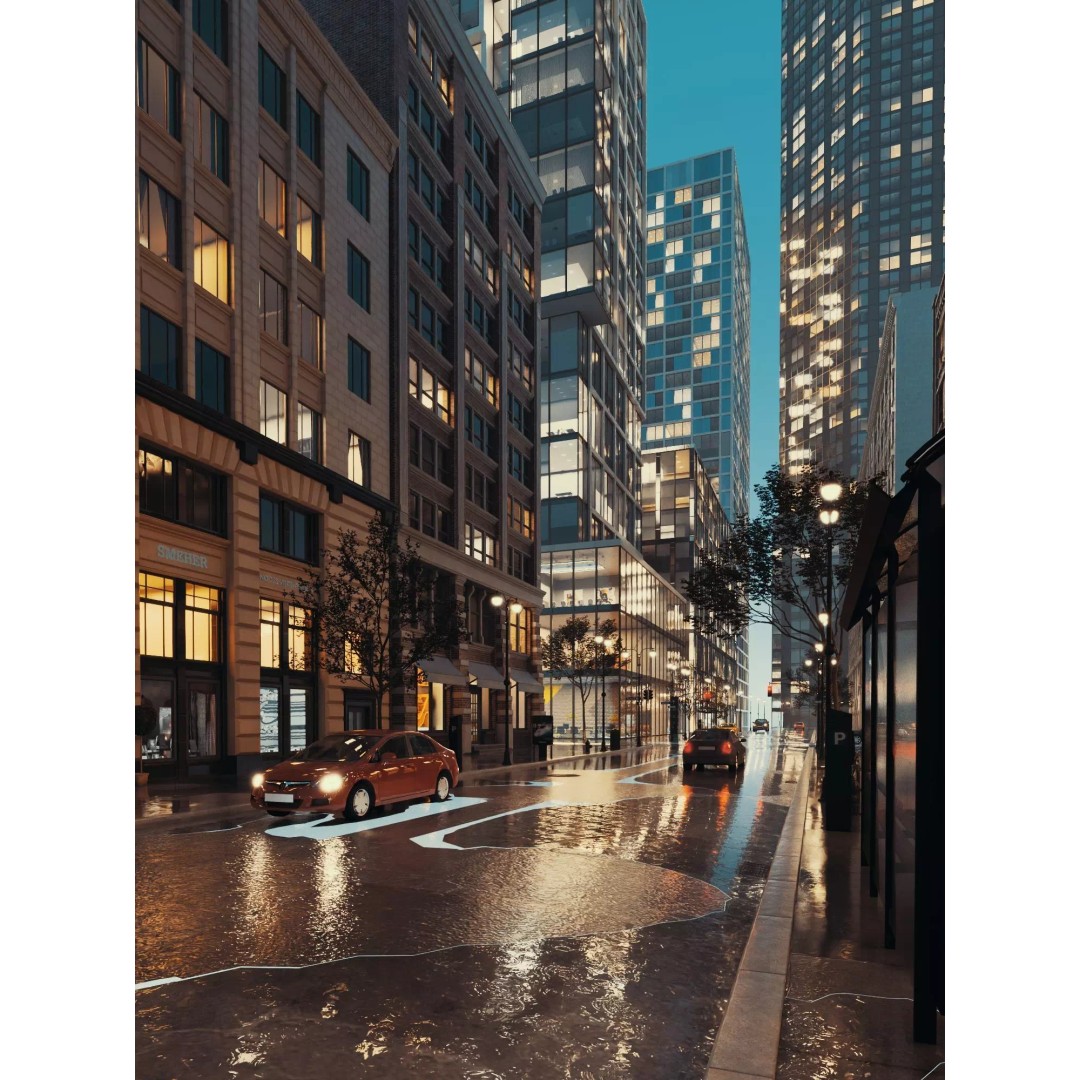 City Street Scene 3D Model – Low Poly Game Ready Urban Environment, FBX - View 7