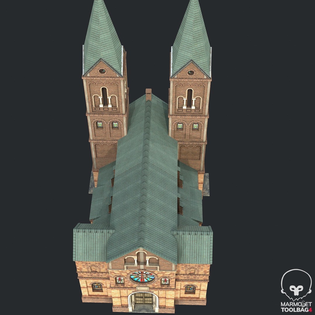 PBR Cathedral 3D Model – Low Poly Church Asset, FBX, OBJ