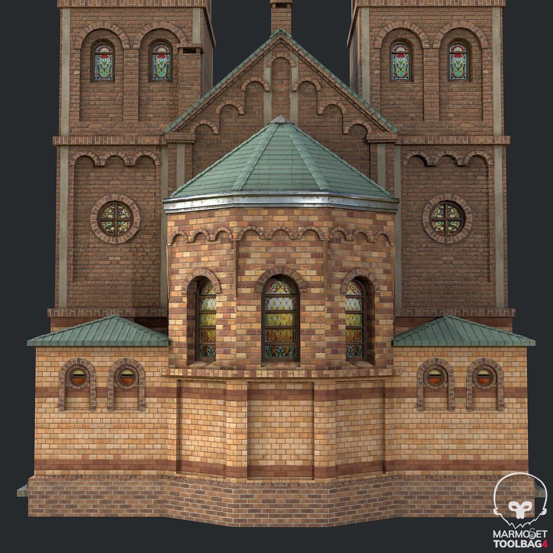 PBR Cathedral 3D Model – Low Poly Church Asset, FBX, OBJ - View 13