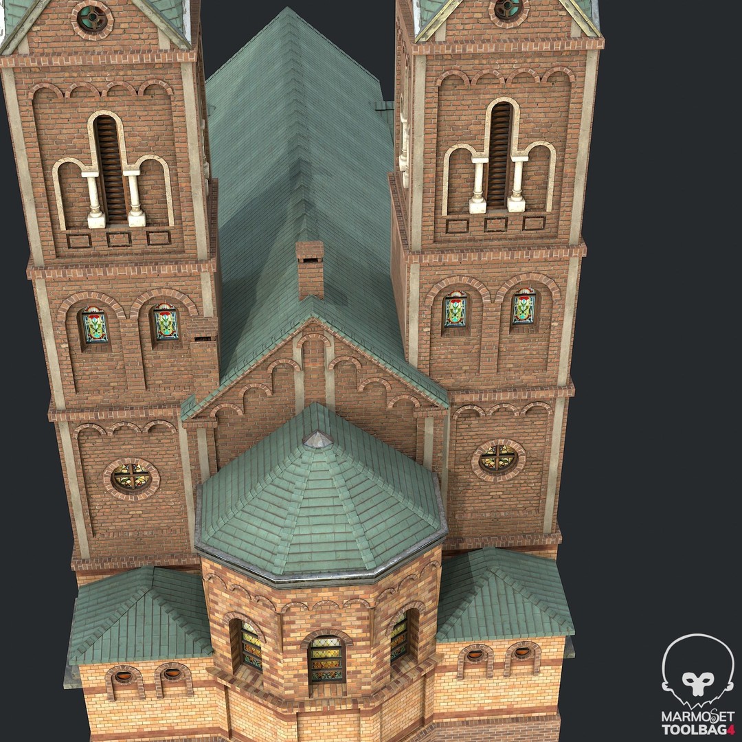 PBR Cathedral 3D Model – Low Poly Church Asset, FBX, OBJ - View 14