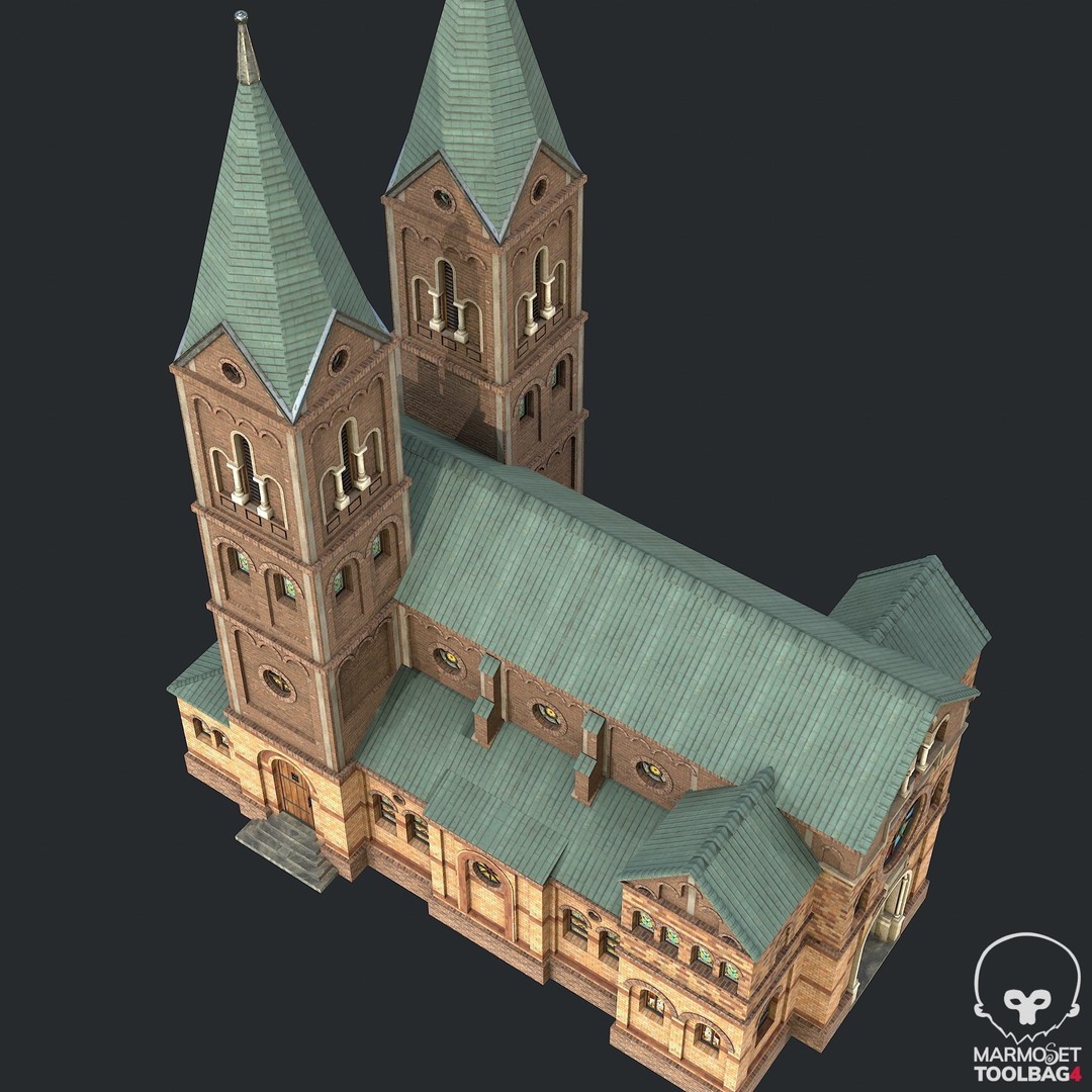 PBR Cathedral 3D Model – Low Poly Church Asset, FBX, OBJ - View 15