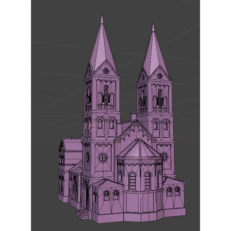 PBR Cathedral 3D Model – Low Poly Church Asset, FBX, OBJ - View 17