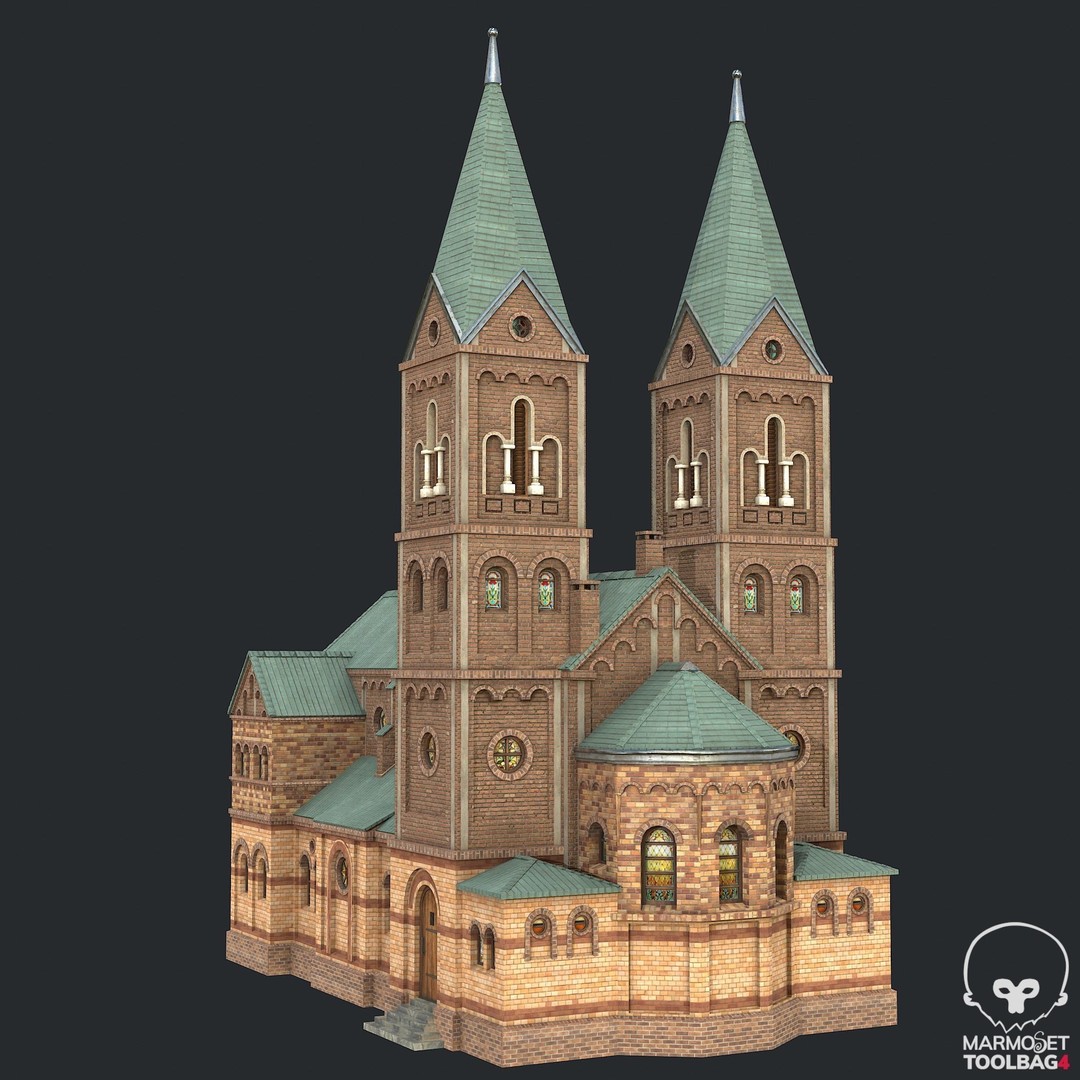 PBR Cathedral 3D Model – Low Poly Church Asset, FBX, OBJ - View 5