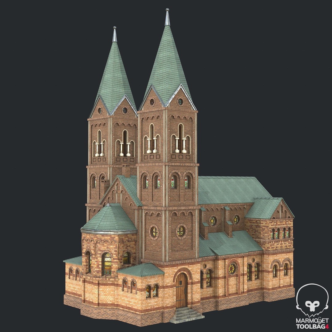 PBR Cathedral 3D Model – Low Poly Church Asset, FBX, OBJ - View 6