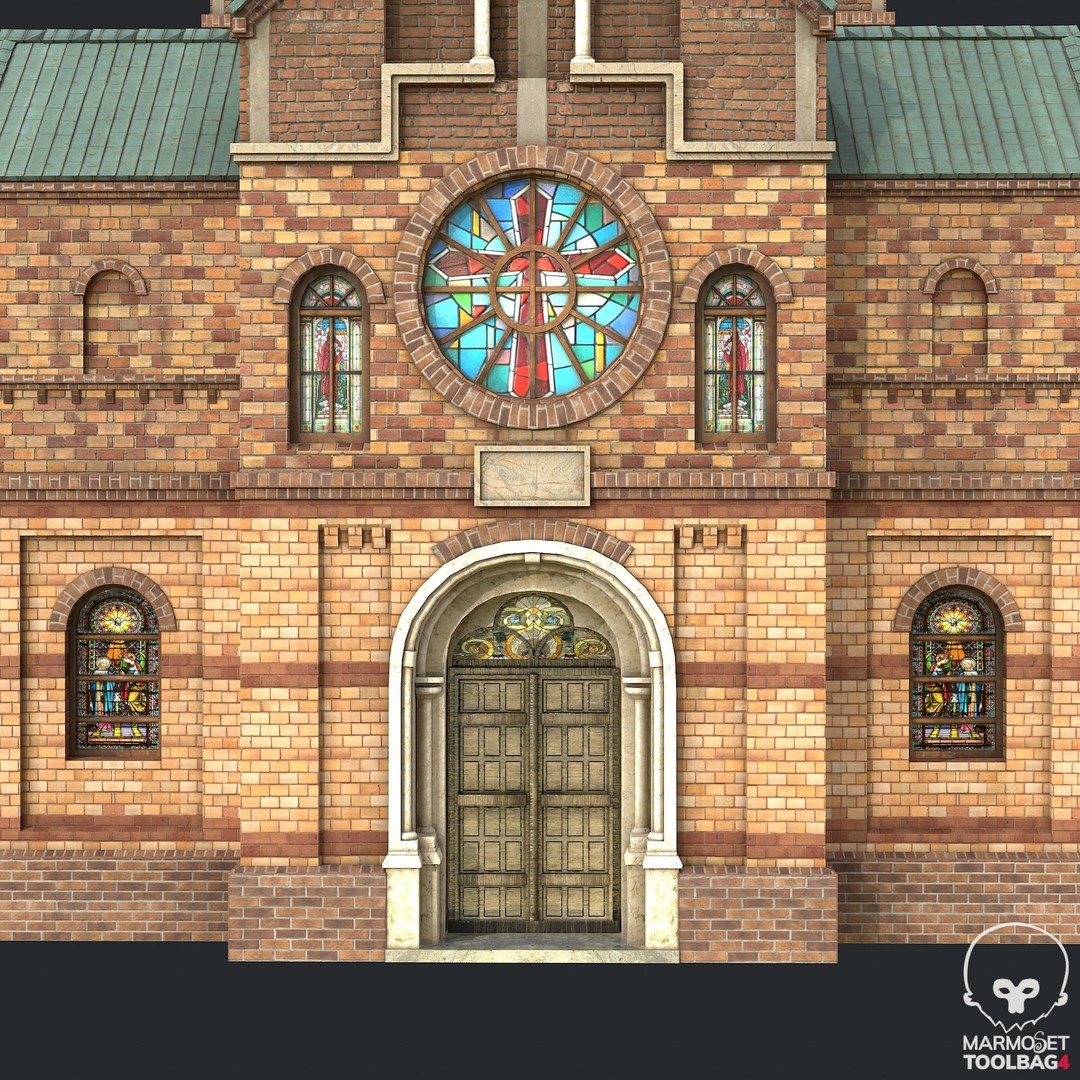 PBR Cathedral 3D Model – Low Poly Church Asset, FBX, OBJ - View 8