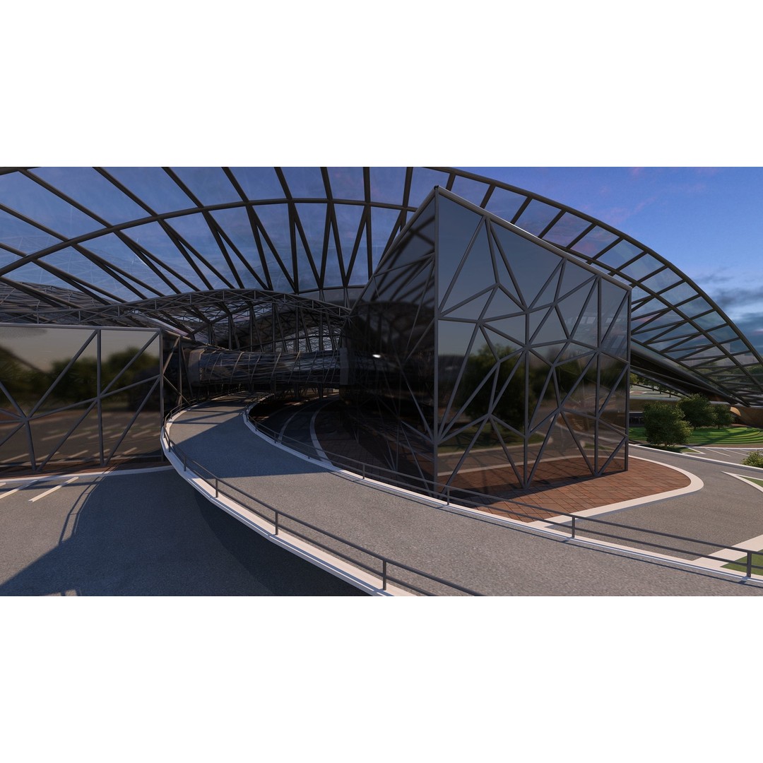 Train Station 3D Model – Architectural Design, FBX, OBJ, Blender - View 10