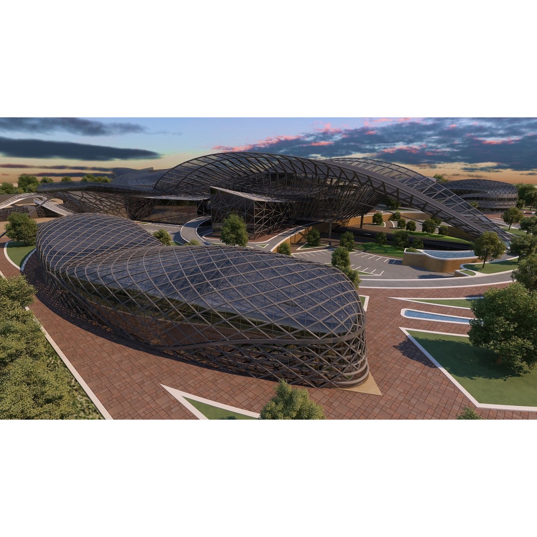 Train Station 3D Model – Architectural Design, FBX, OBJ, Blender - View 11