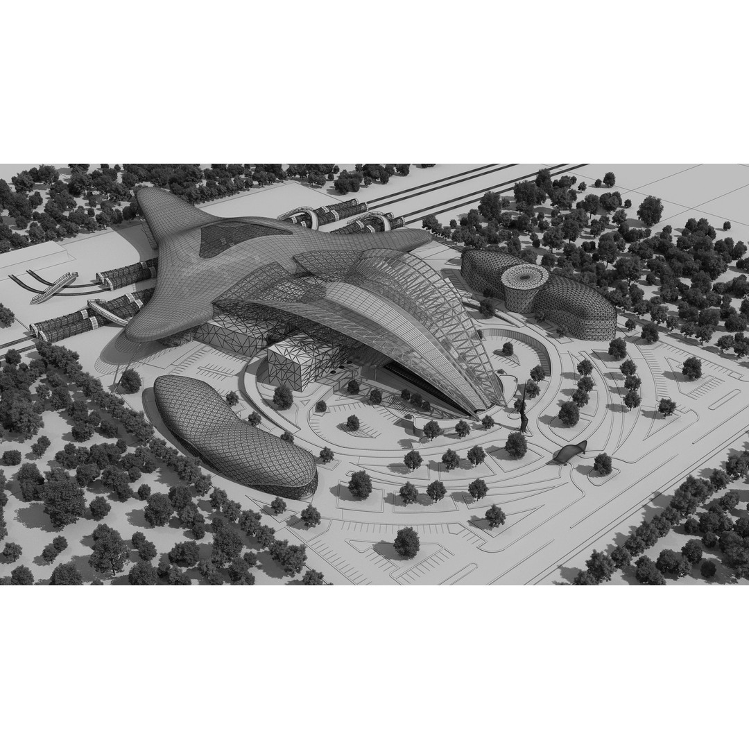 Train Station 3D Model – Architectural Design, FBX, OBJ, Blender - View 14