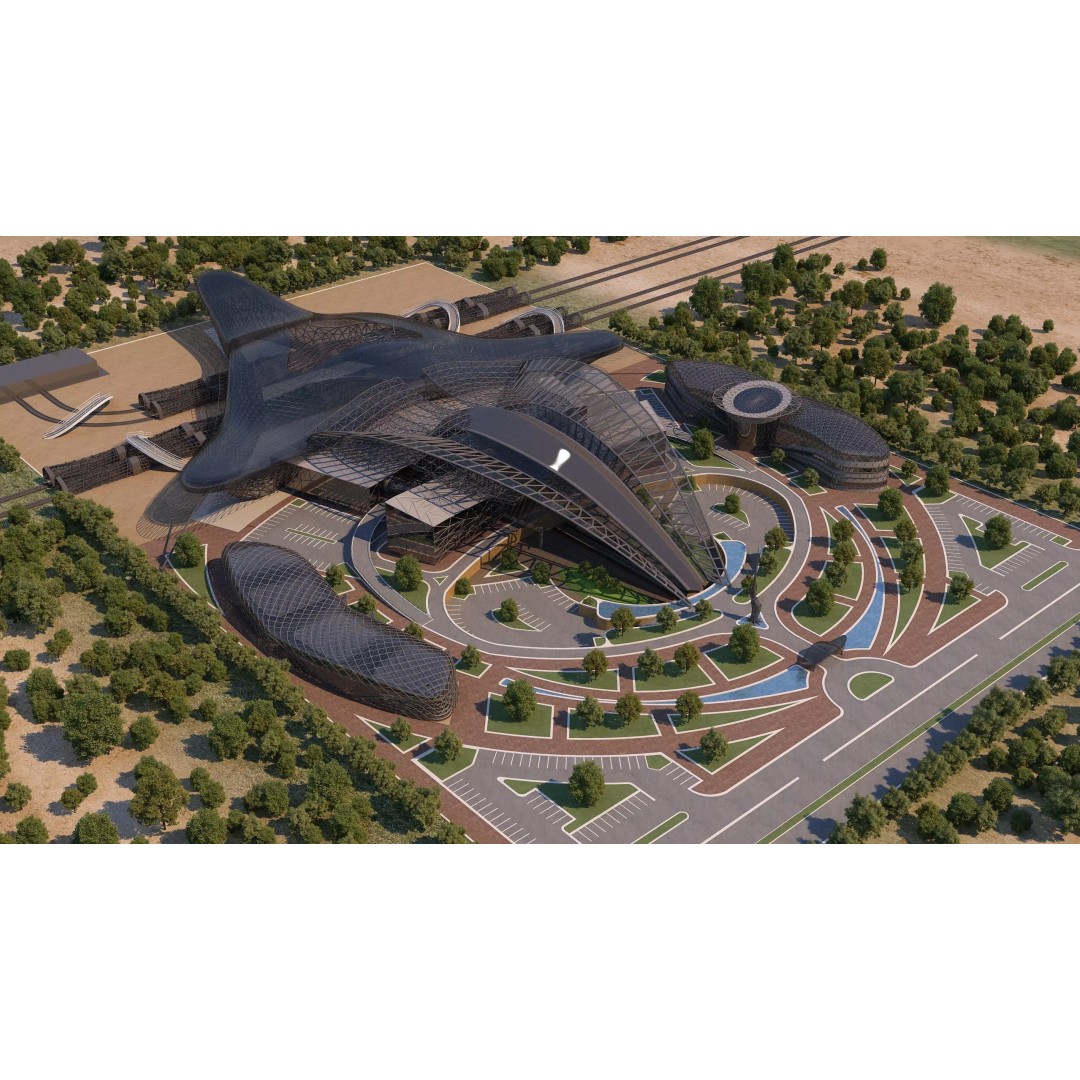 Train Station 3D Model – Architectural Design, FBX, OBJ, Blender - View 2