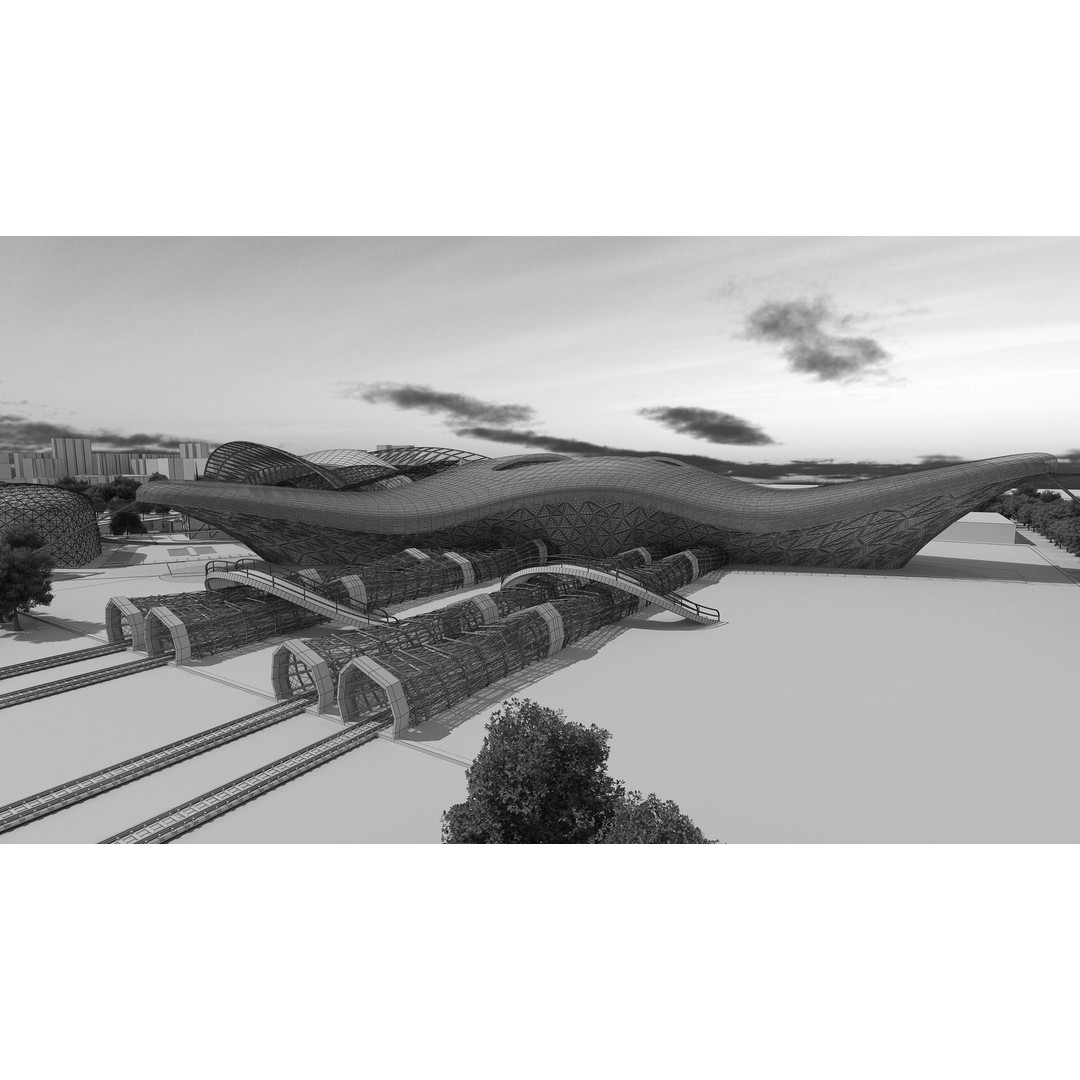 Train Station 3D Model – Architectural Design, FBX, OBJ, Blender - View 22