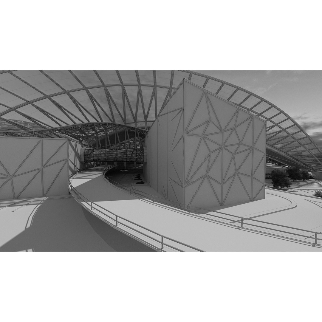 Train Station 3D Model – Architectural Design, FBX, OBJ, Blender - View 23