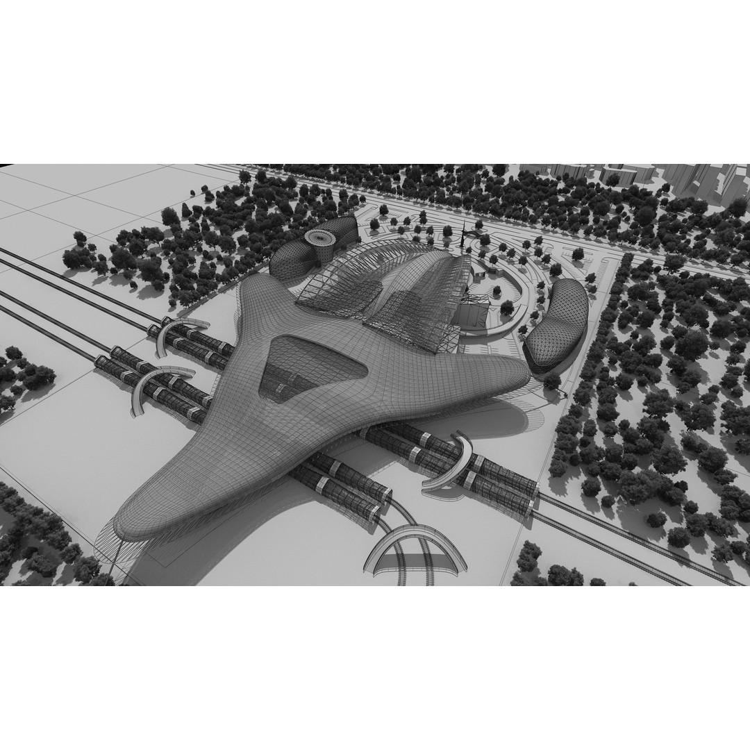Train Station 3D Model – Architectural Design, FBX, OBJ, Blender - View 25