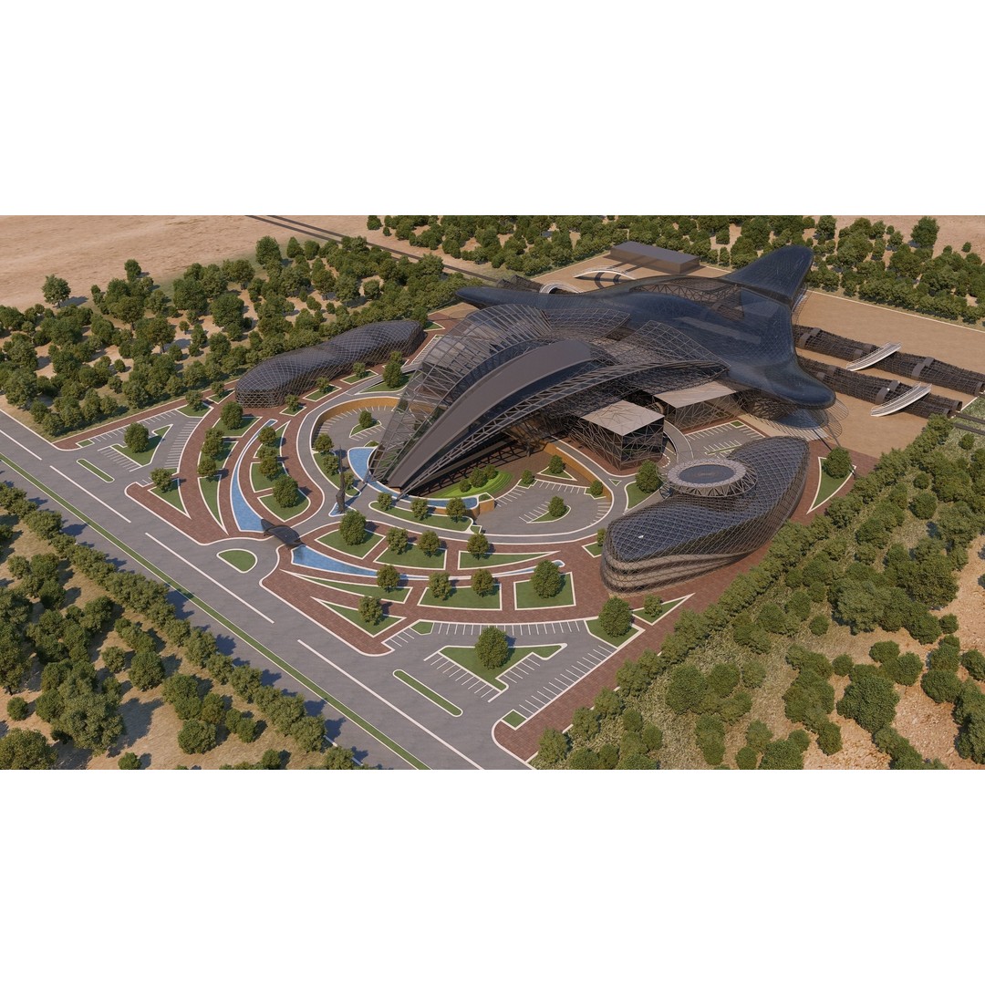Train Station 3D Model – Architectural Design, FBX, OBJ, Blender - View 3